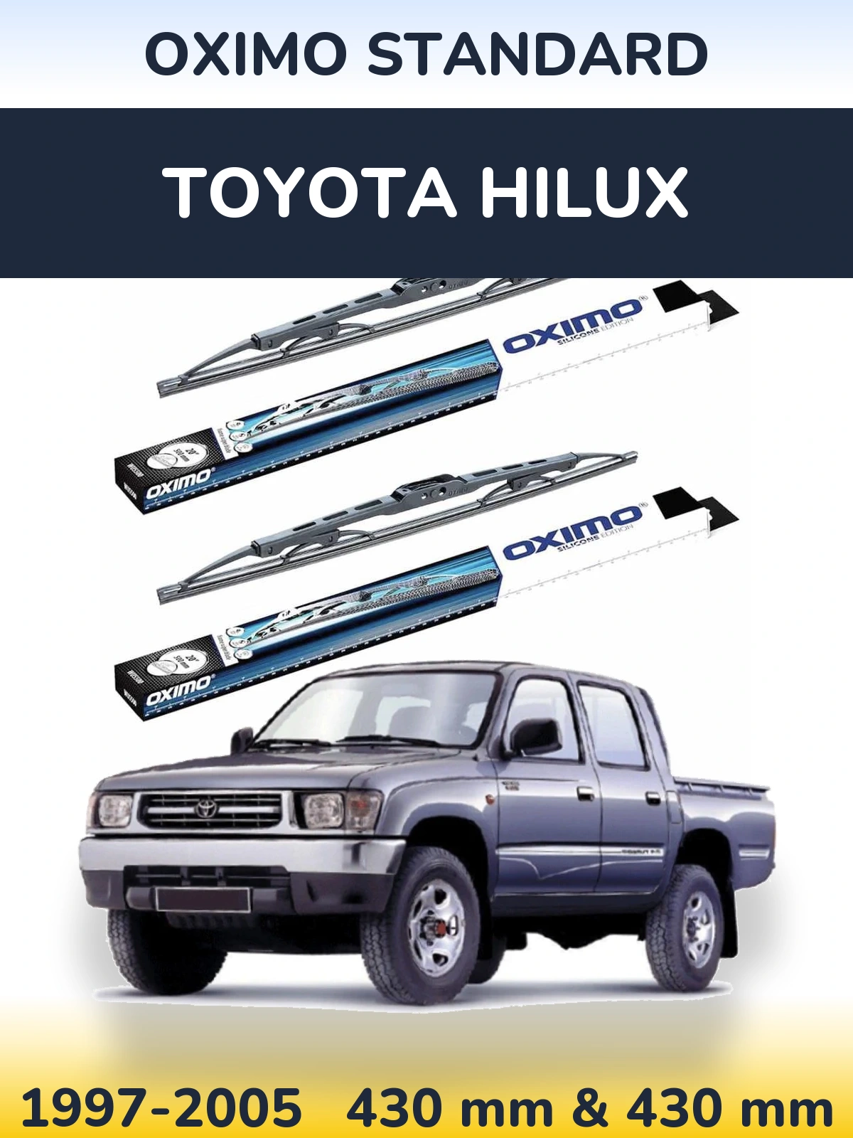 Sada předních stěračů Oximo Standard 425 a 425 mm pro Toyota Hilux 1997-2005
