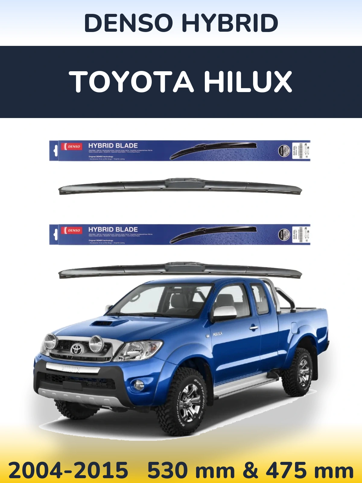 Sada předních stěračů Denso Hybrid 530 a 475 mm pro Toyota Hilux 2004-2015