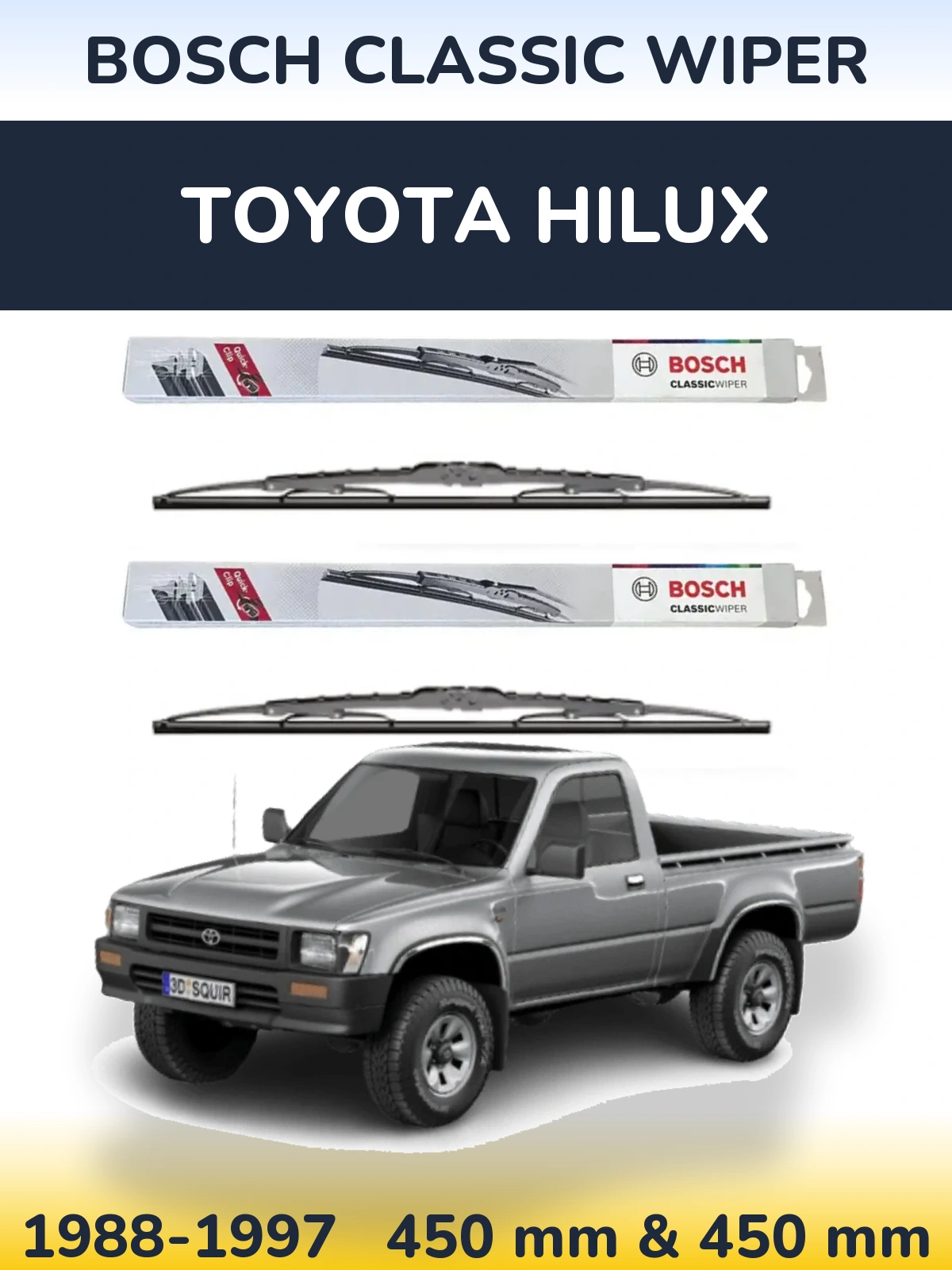 Sada předních stěračů BOSCH Classic Wiper 450 a 450 mm pro Toyota Hilux 1988-1997