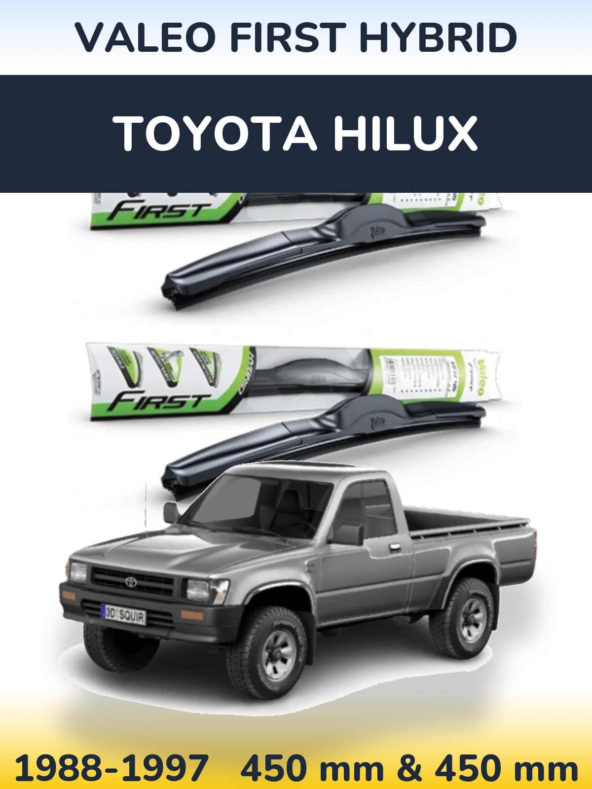 Sada předních stěračů Valeo First Hybrid 450 a 450 mm pro Toyota Hilux 1988-1997
