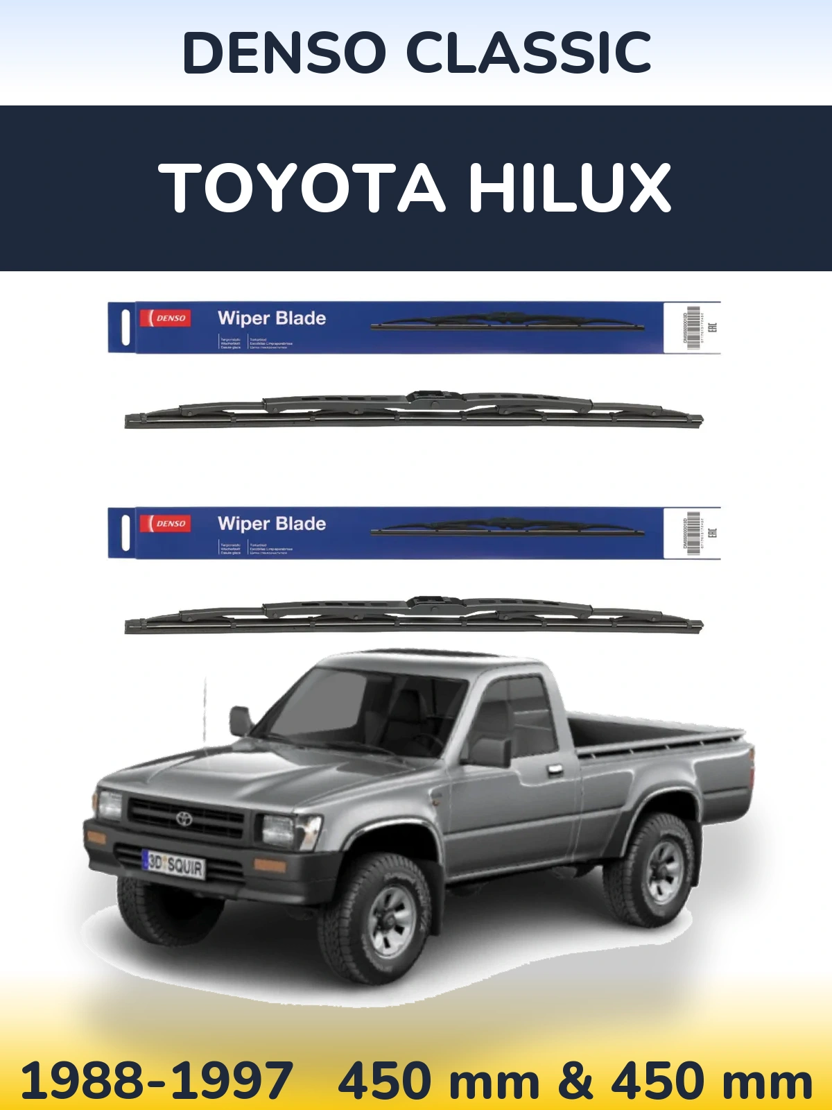Sada předních stěračů Denso Classic 450 a 450 mm pro Toyota Hilux 1988-1997