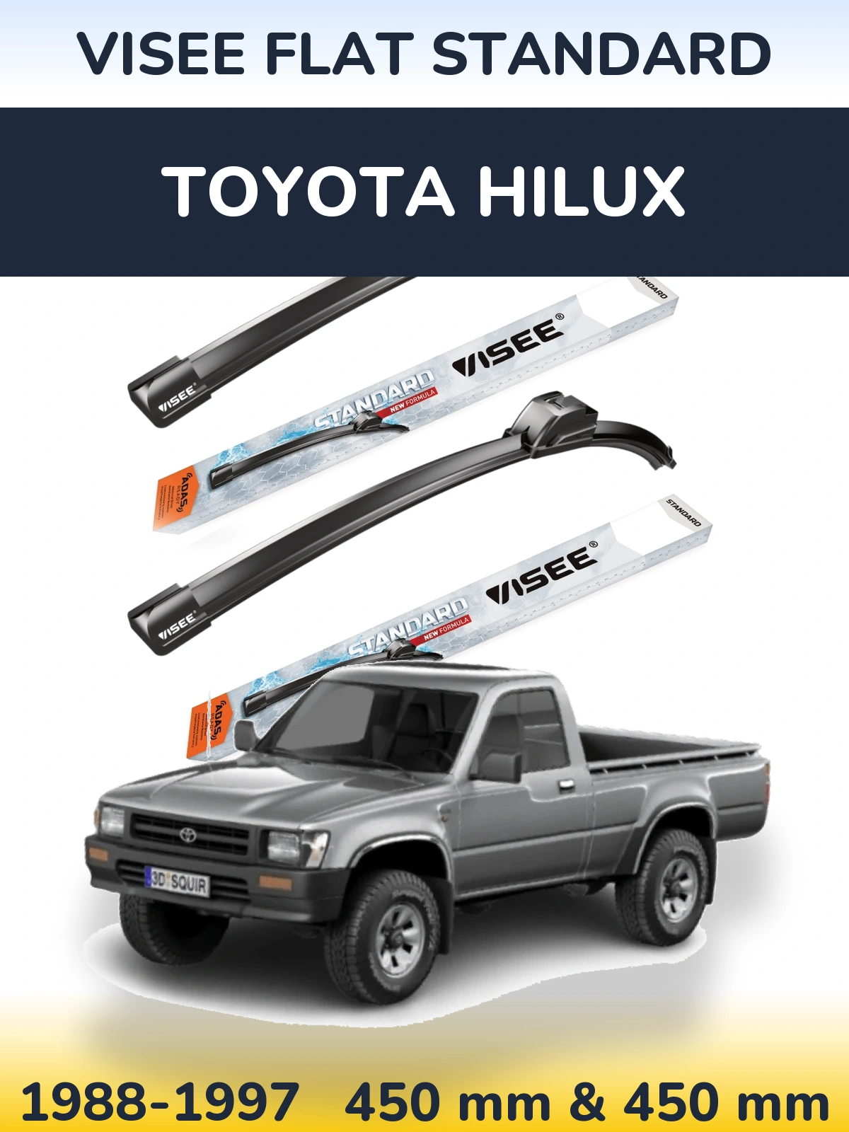 Sada předních stěračů VISEE FLAT STANDARD 450 a 450 mm pro Toyota Hilux 1988-1997