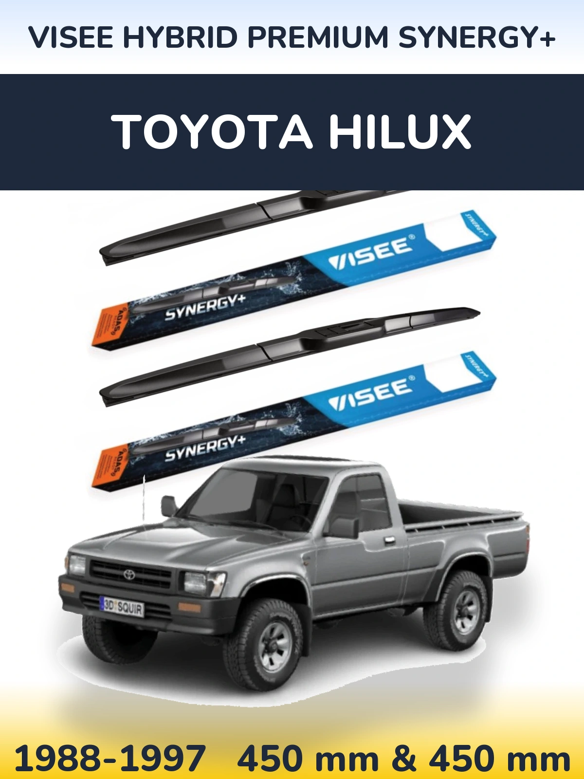 Комплект передніх щіток VISEE HYBRID PREMIUM SYNERGY+ 450 & 450 мм для Toyota Hilux 1988-1997