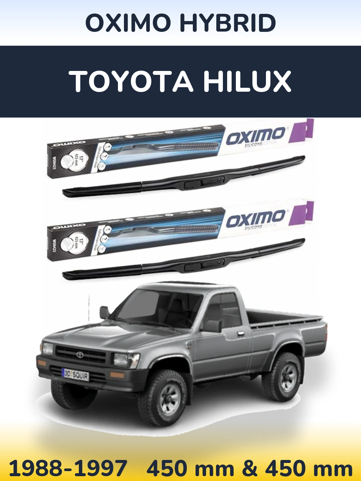 Sada předních stěračů Oximo Hybrid 450 a 450 mm pro Toyota Hilux 1988-1997