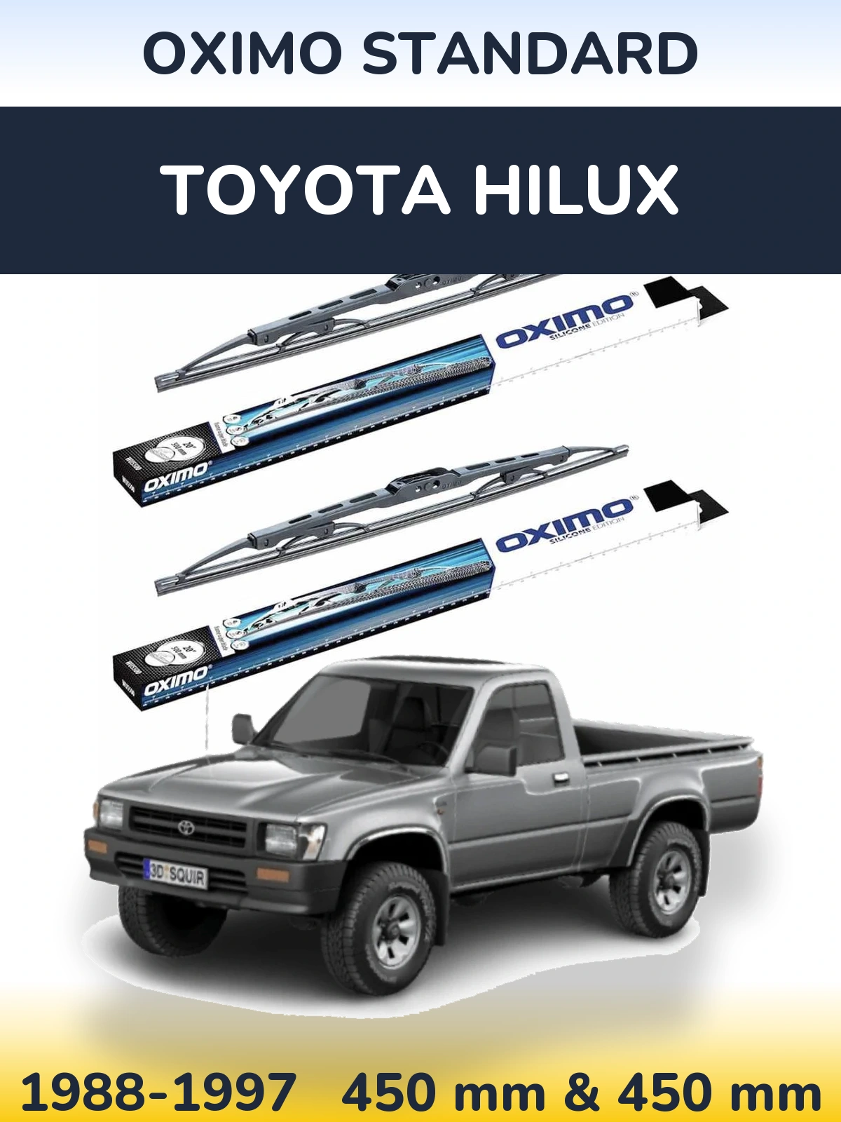 Sada předních stěračů Oximo Standard 450 a 450 mm pro Toyota Hilux 1988-1997