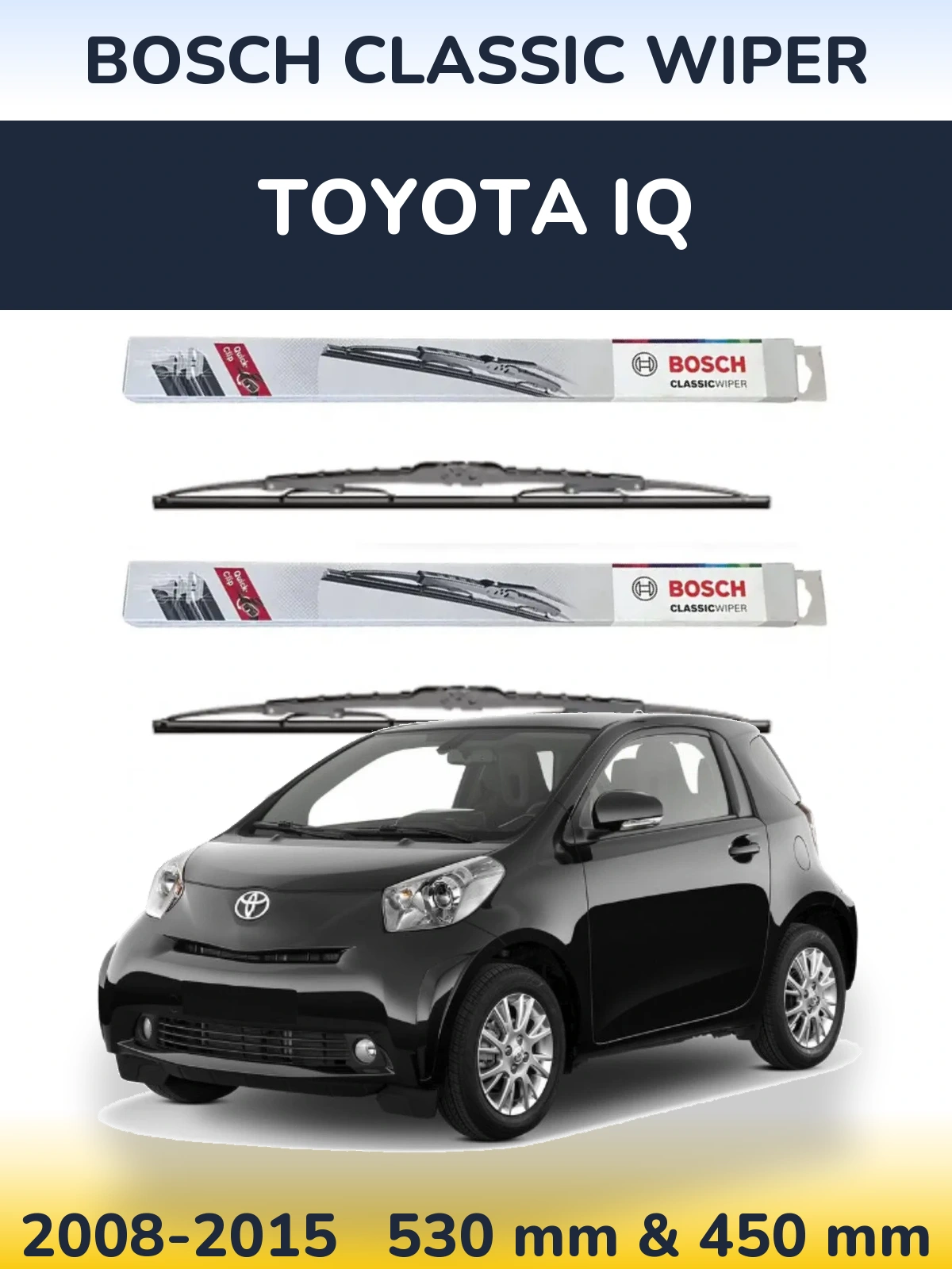Sada předních stěračů BOSCH Classic Wiper 530 a 450 mm pro Toyota iQ 2008-2015