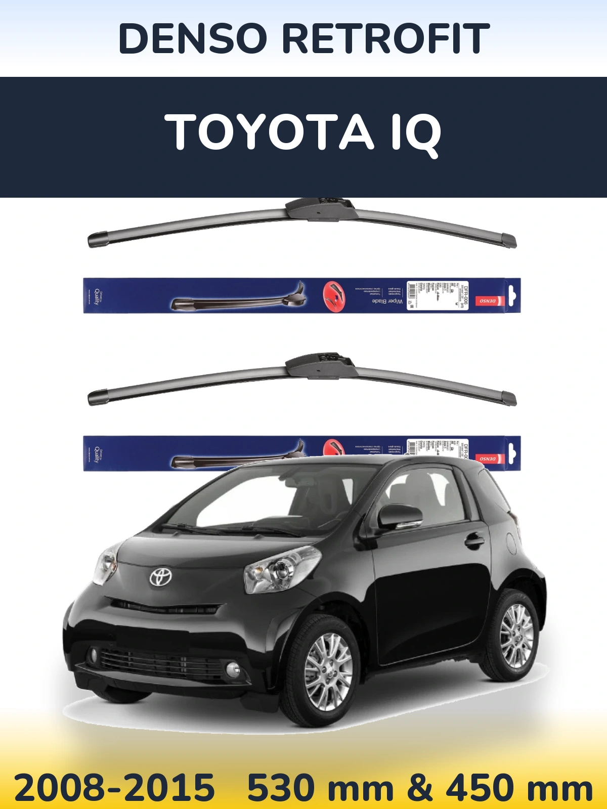 Sada předních stěračů Denso Retrofit 530 a 450 mm pro Toyota iQ 2008-2015