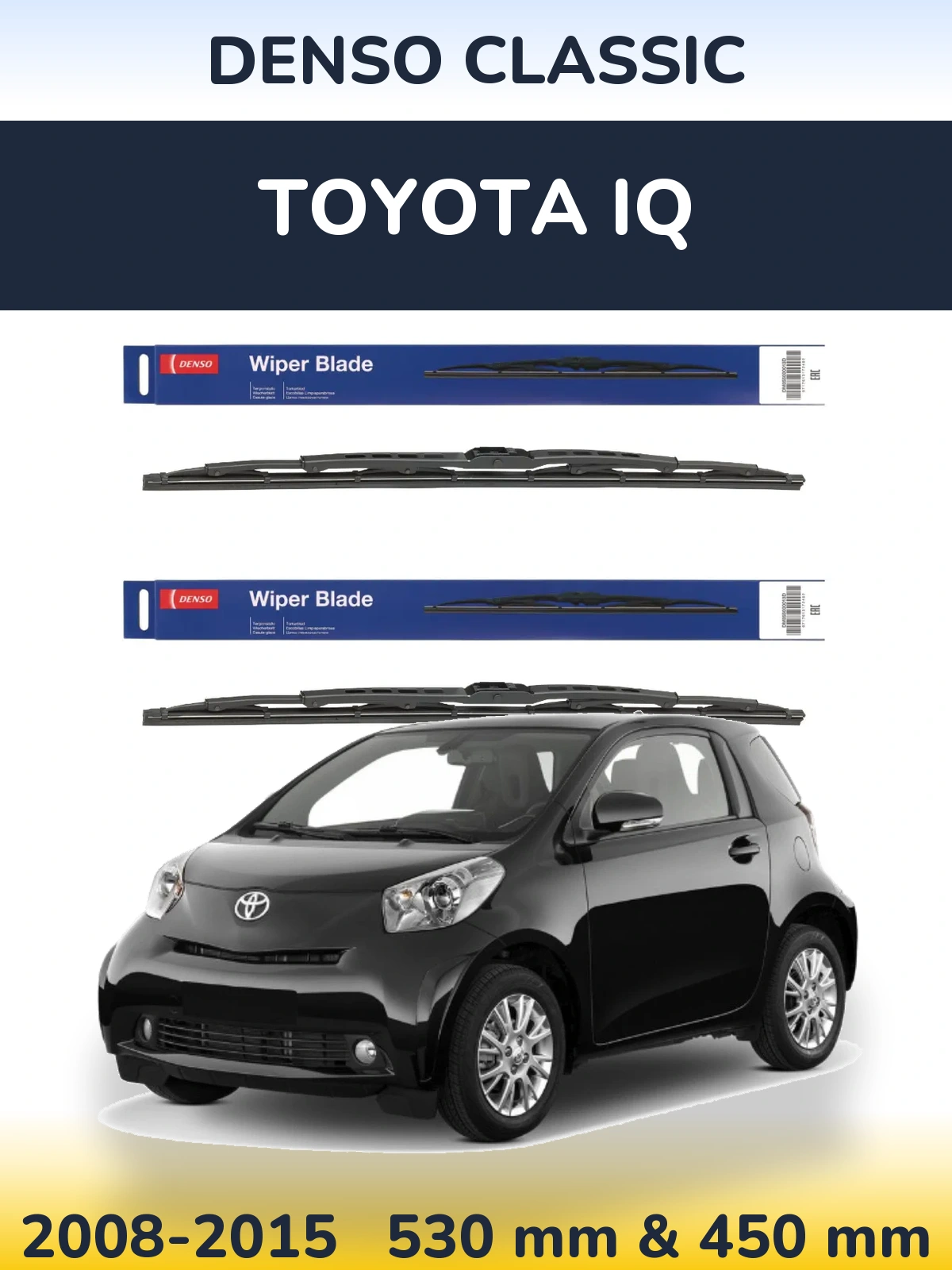 Sada předních stěračů Denso Classic 530 a 450 mm pro Toyota iQ 2008-2015