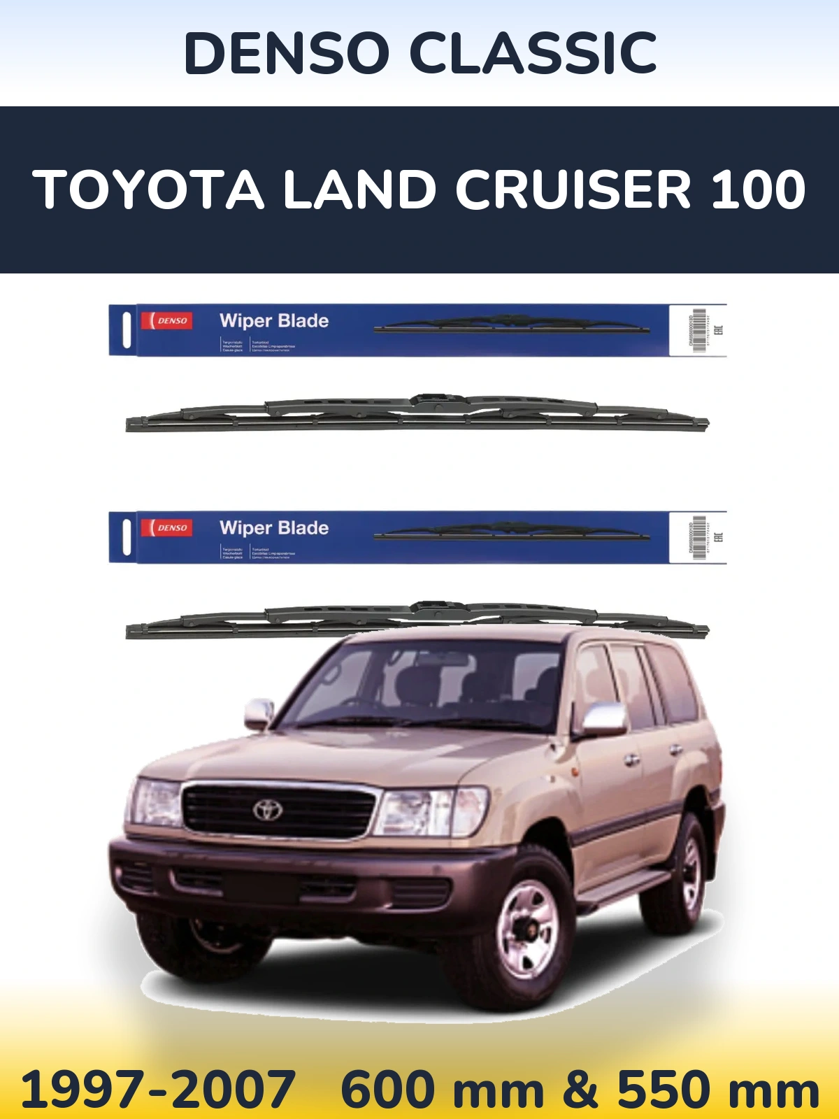 Sada předních stěračů Denso Classic 600 a 550 mm pro Toyota Land Cruiser 100 1997-2007