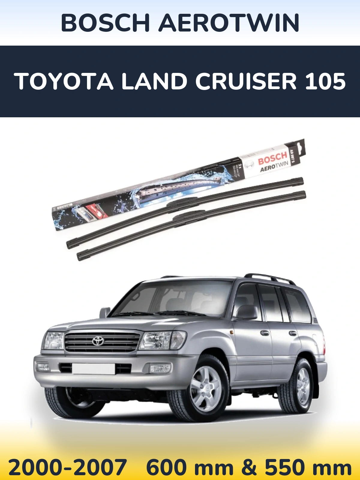 Sada předních stěračů BOSCH AeroTwin 600 a 550 mm pro Toyota Land Cruiser 105 2000-2007