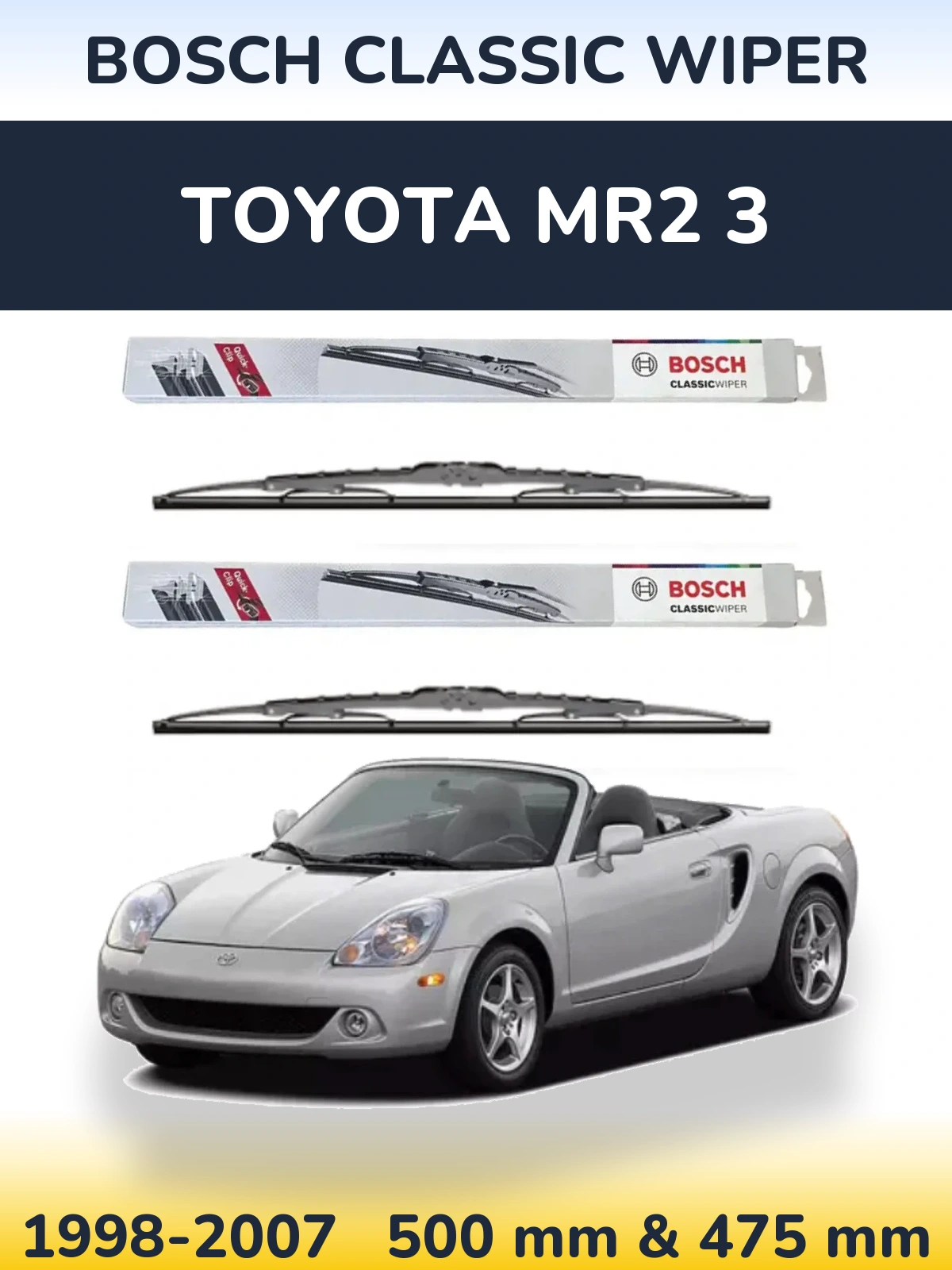 Sada předních stěračů BOSCH Classic Wiper 500 a 475 mm pro Toyota MR2 3 1998-2007