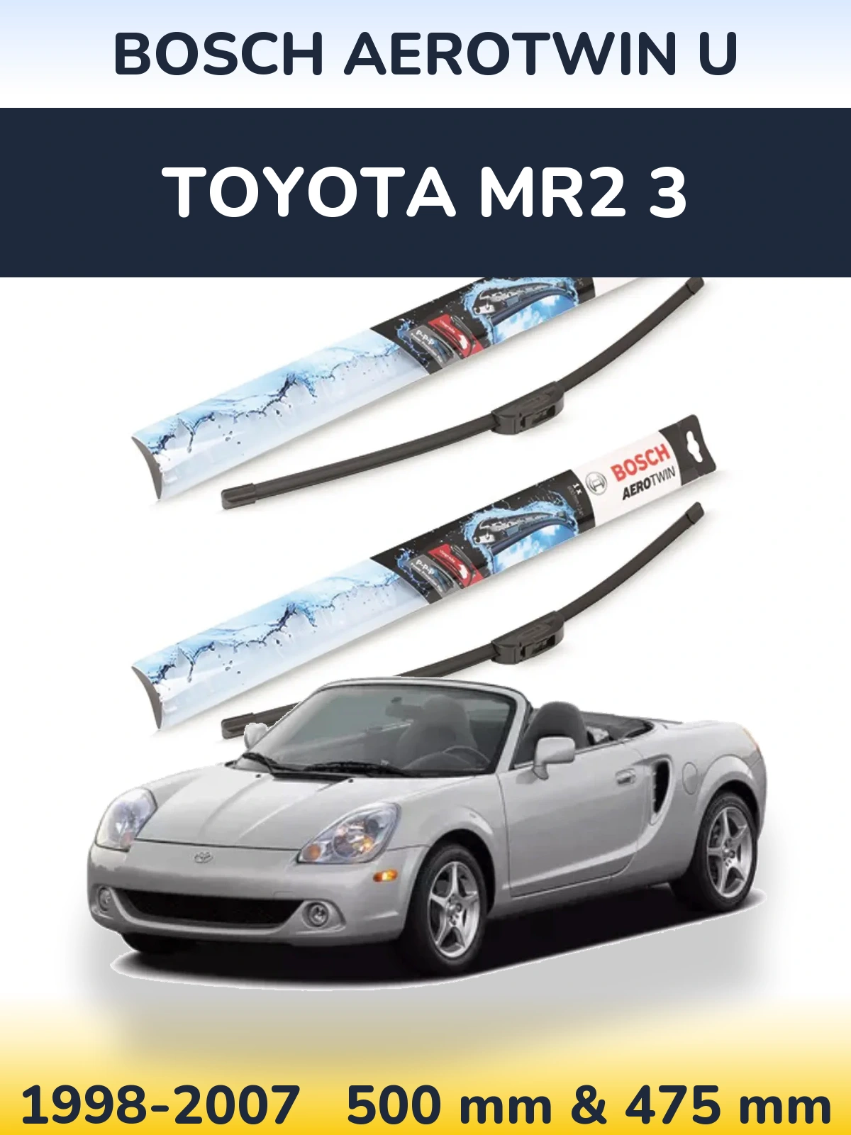 Sada předních stěračů BOSCH AeroTwin U 500 a 475 mm pro Toyota MR2 3 1998-2007