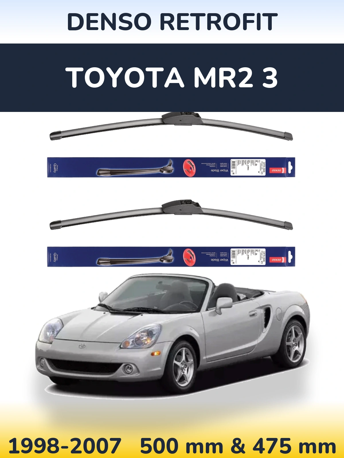 Sada předních stěračů Denso Retrofit 500 a 475 mm pro Toyota MR2 3 1998-2007