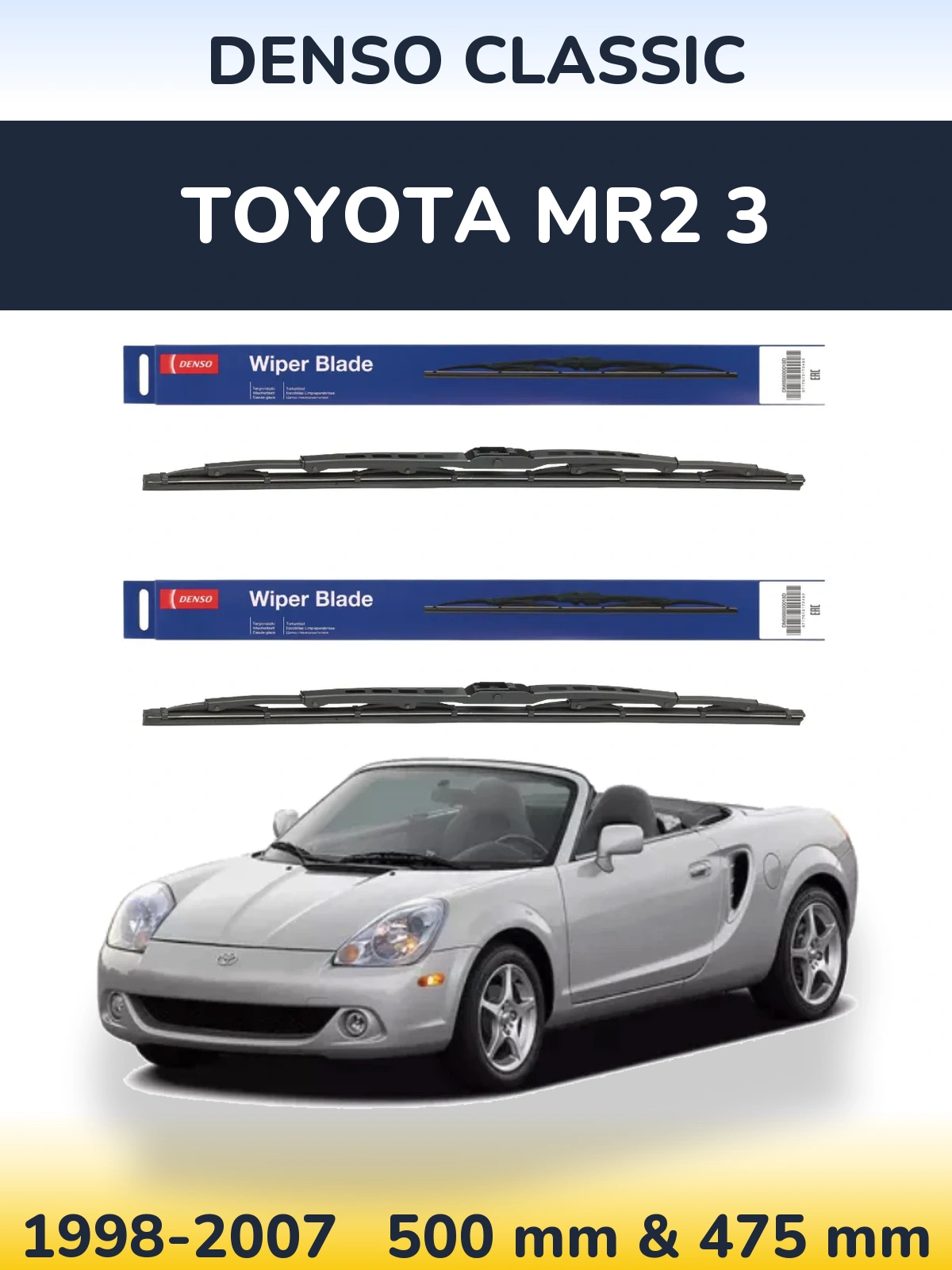 Sada předních stěračů Denso Classic 500 a 475 mm pro Toyota MR2 3 1998-2007