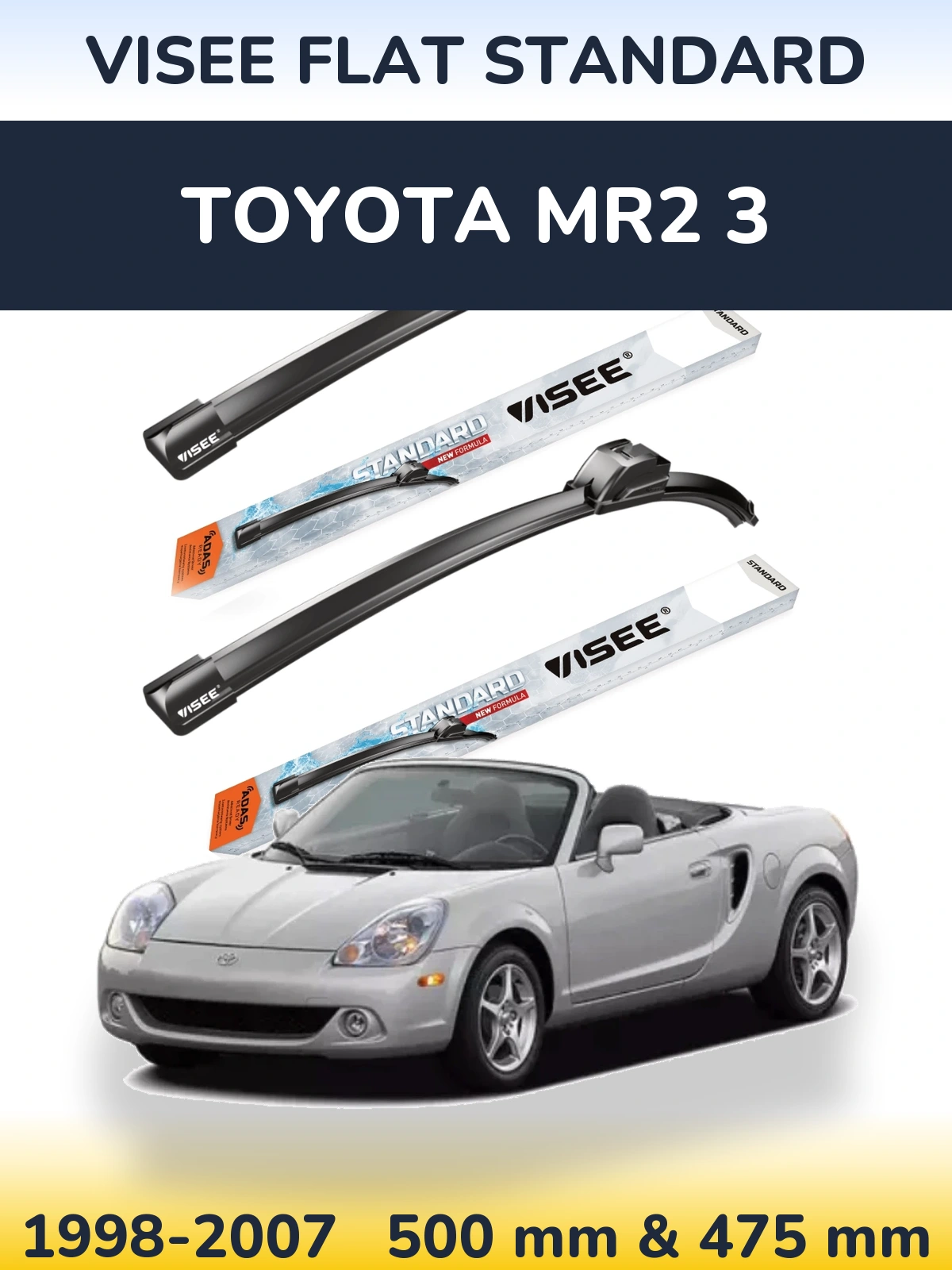 Sada předních stěračů VISEE FLAT STANDARD 500 a 475 mm pro Toyota MR2 3 1998-2007
