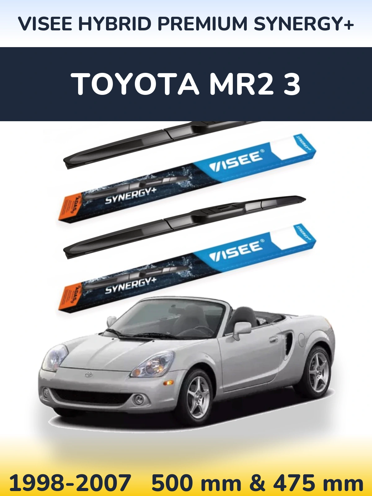 Sada předních stěračů VISEE HYBRID PREMIUM SYNERGY+ 500 a 475 mm pro Toyota MR2 3 1998-2007