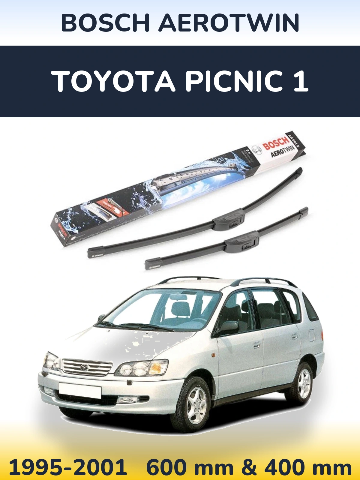 Sada předních stěračů BOSCH AeroTwin 600 a 400 mm pro Toyota Picnic 1 1995-2001
