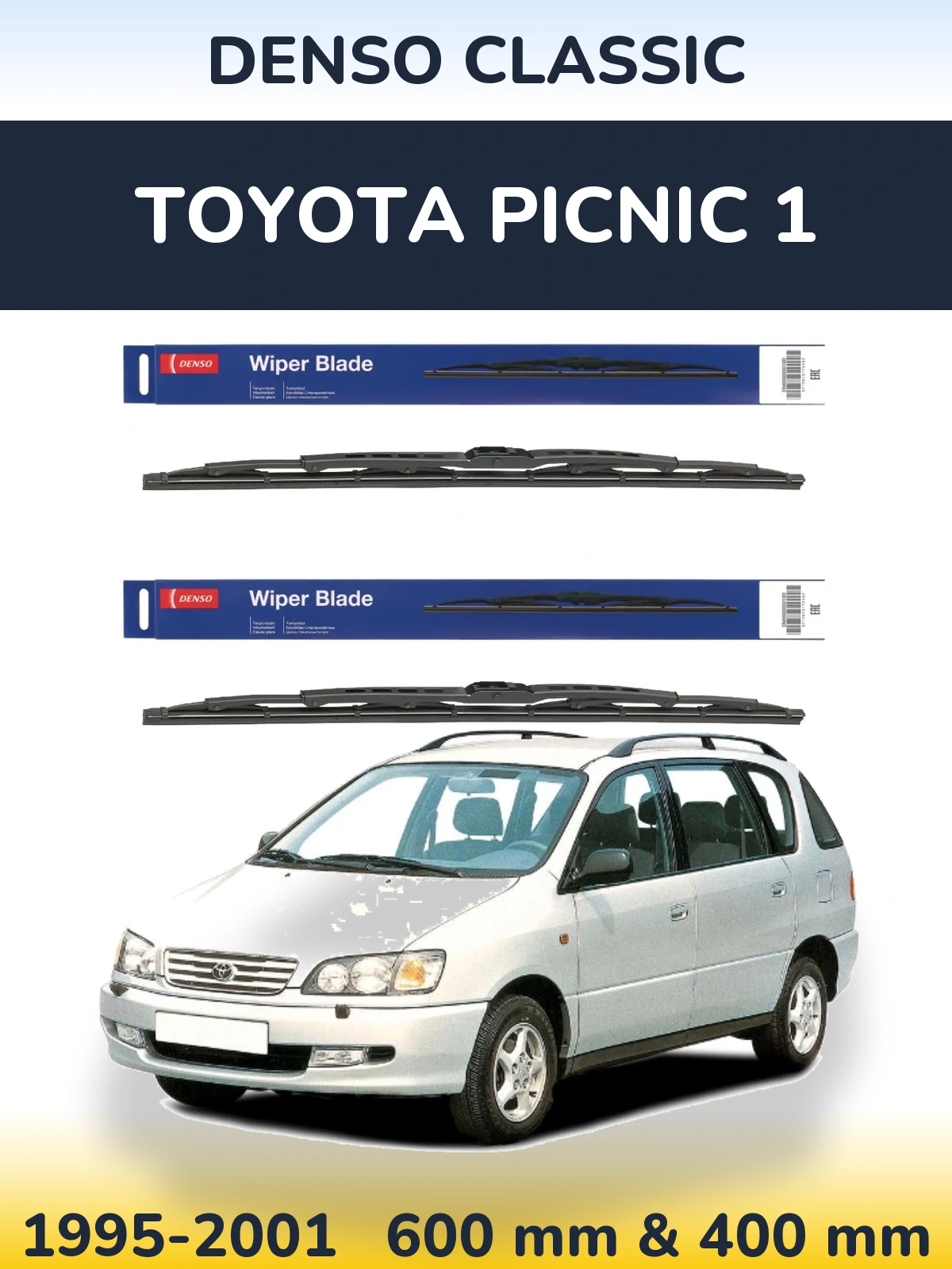 Sada předních stěračů Denso Classic 600 a 400 mm pro Toyota Picnic 1 1995-2001