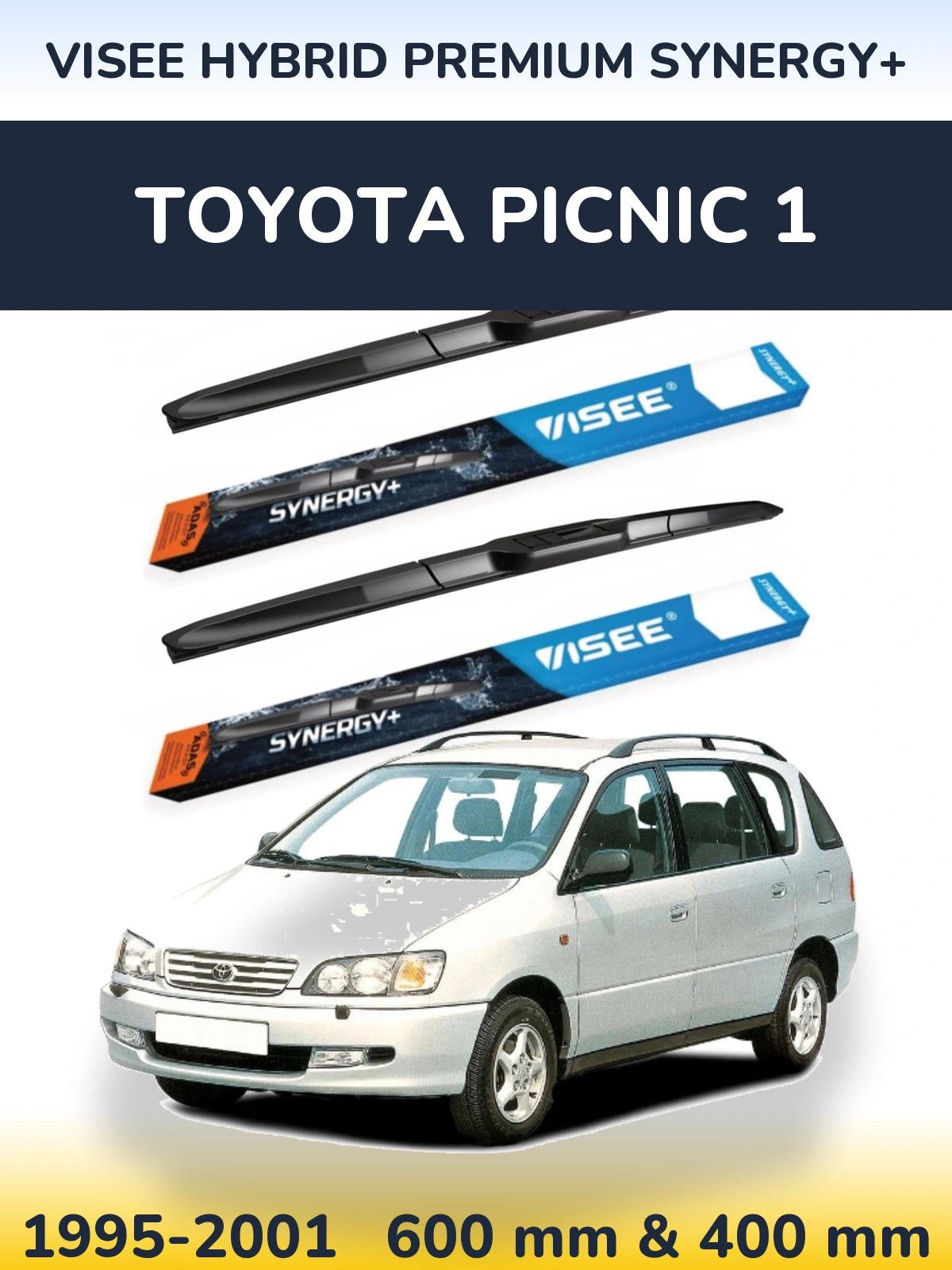 Sada předních stěračů VISEE HYBRID PREMIUM SYNERGY+ 600 a 400 mm pro Toyota Picnic 1 1995-2001