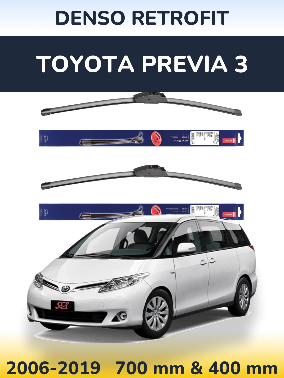 Sada předních stěračů Denso Retrofit 700 a 400 mm pro Toyota Previa 3 2006-2019
