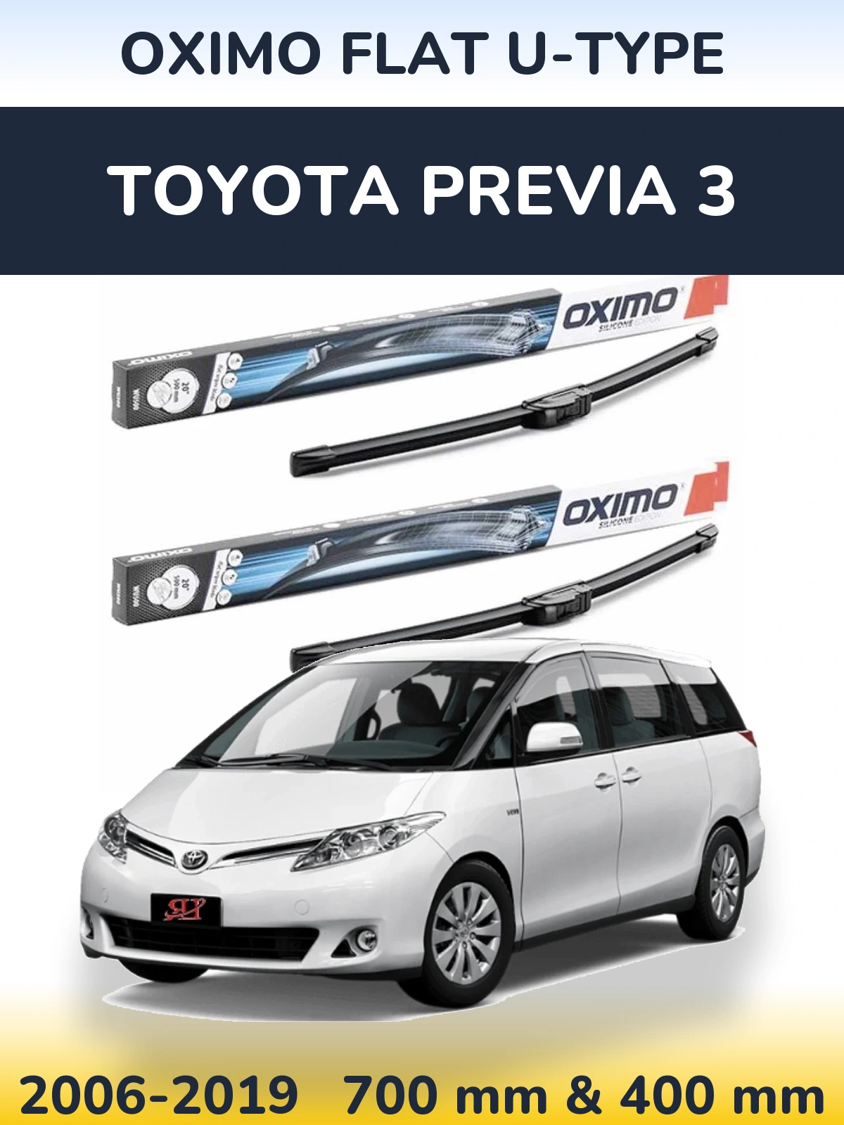 Sada předních stěračů Oximo Flat U-type 700 a 400 mm pro Toyota Previa 3 2006-2019