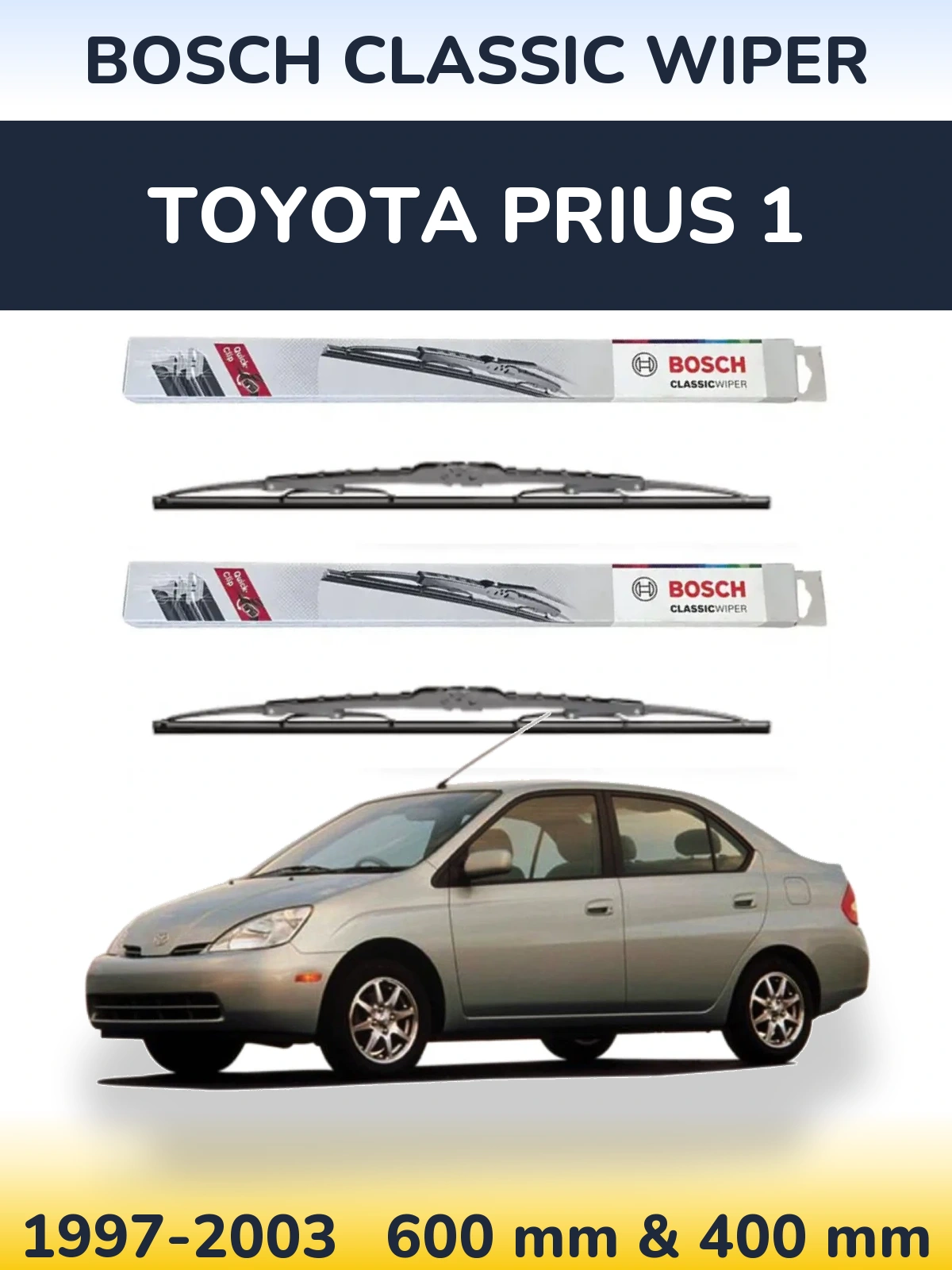 Sada předních stěračů BOSCH Classic Wiper 600 a 400 mm pro Toyota Prius 1 1997-2003