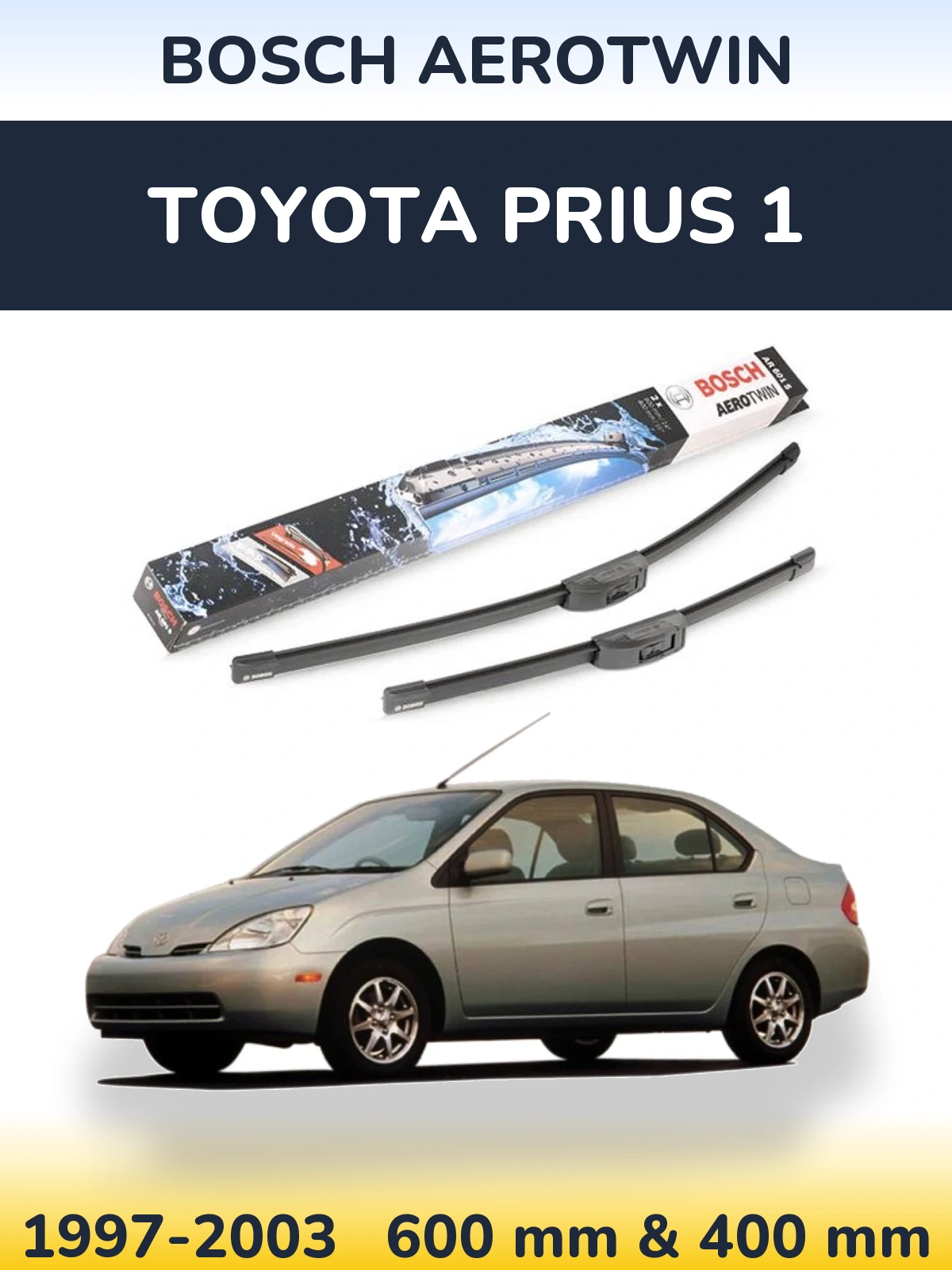 Sada předních stěračů BOSCH AeroTwin 600 a 400 mm pro Toyota Prius 1 1997-2003