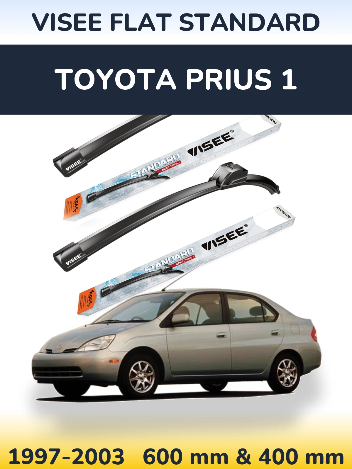 Sada předních stěračů VISEE FLAT STANDARD 600 a 400 mm pro Toyota Prius 1 1997-2003