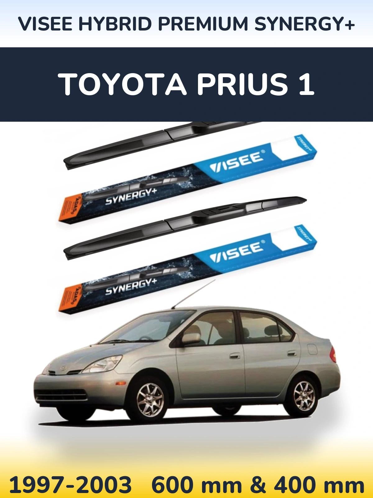 Sada předních stěračů VISEE HYBRID PREMIUM SYNERGY+ 600 a 400 mm pro Toyota Prius 1 1997-2003