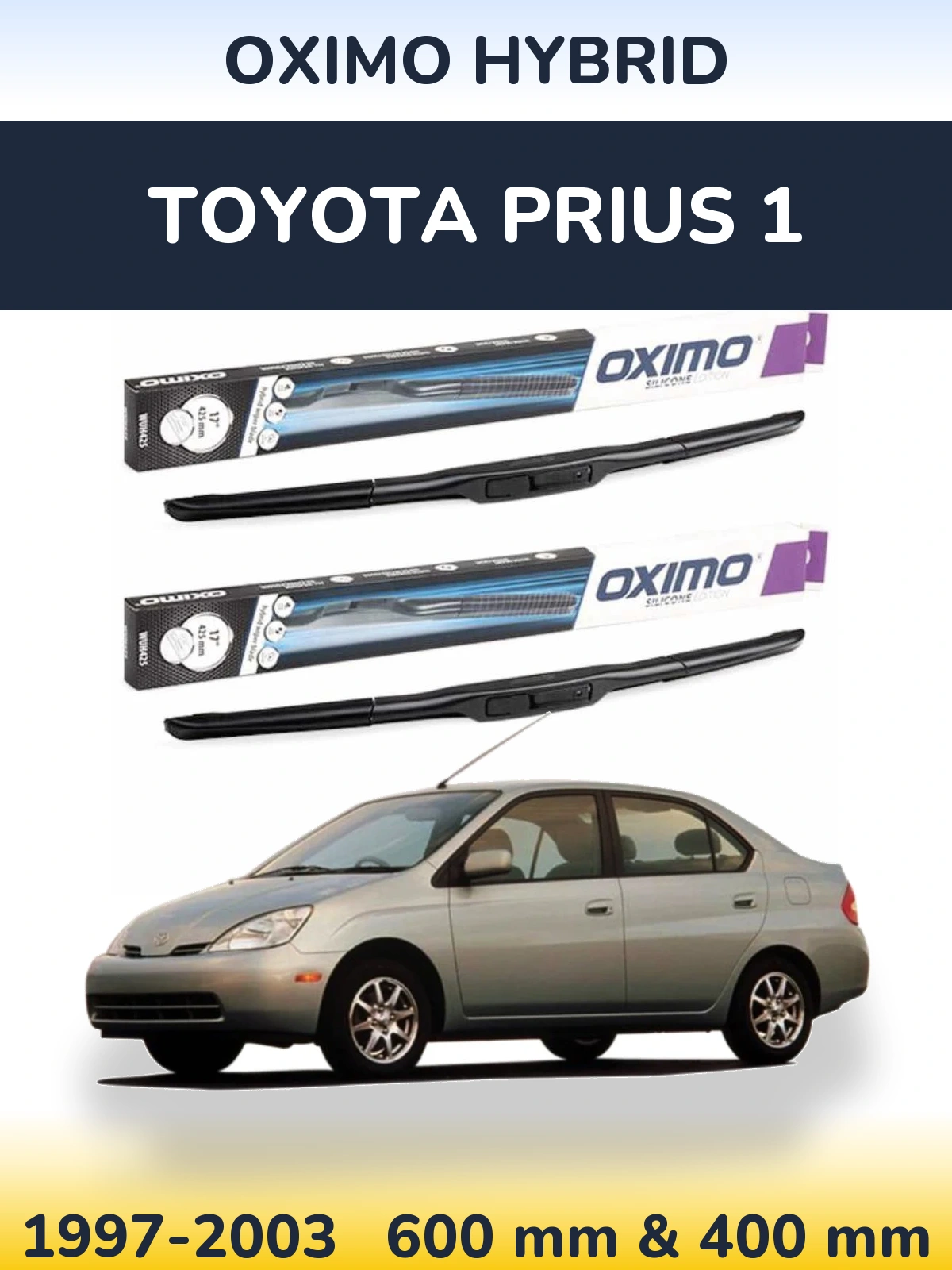 Sada předních stěračů Oximo Hybrid 600 a 400 mm pro Toyota Prius 1 1997-2003