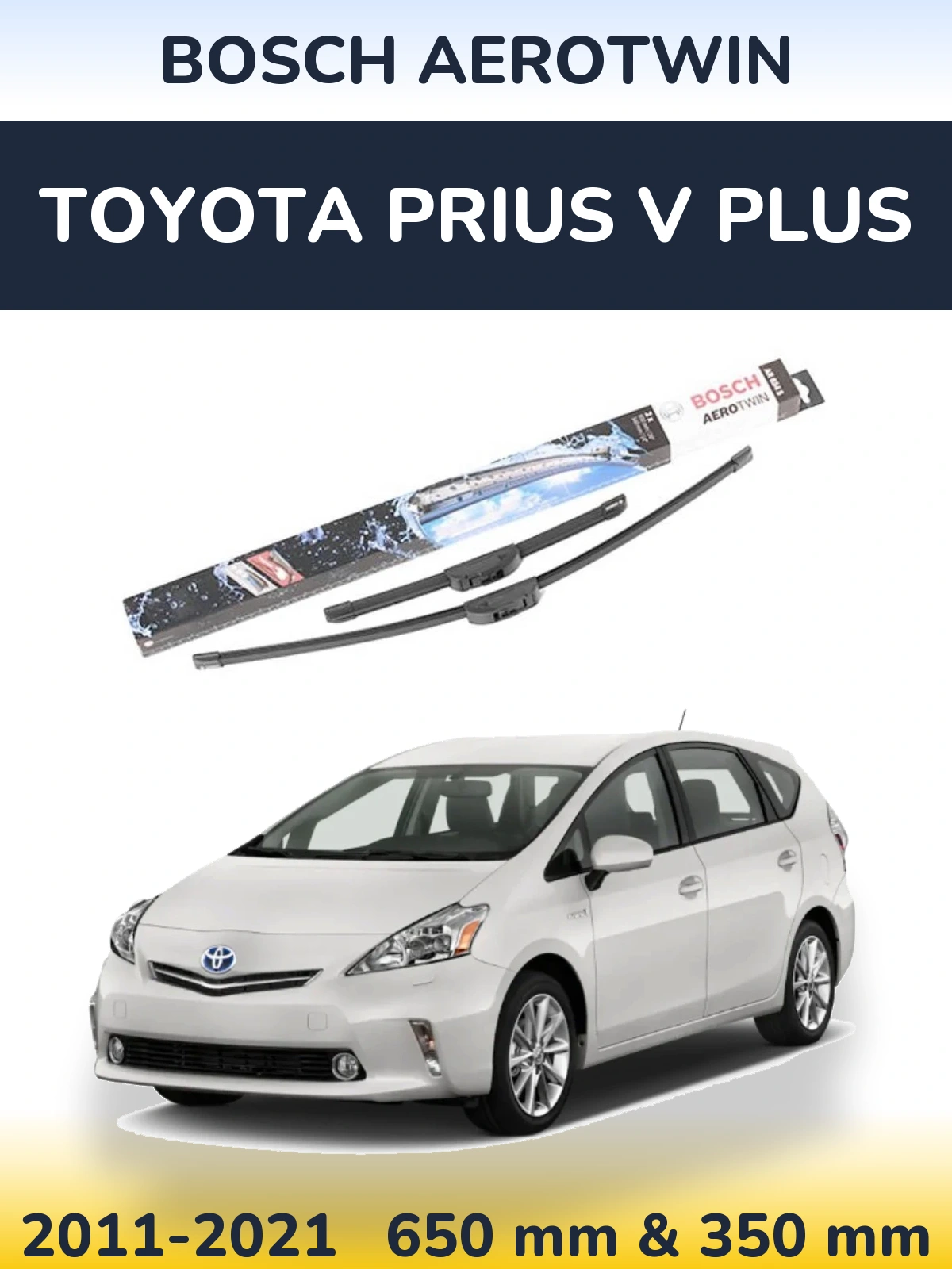 Sada předních stěračů BOSCH AeroTwin 650 a 350 mm pro Toyota Prius V Plus 2011-2021