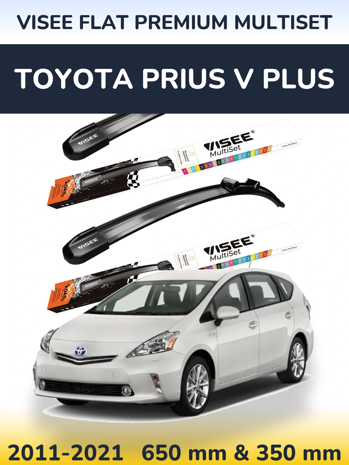 Sada předních stěračů VISEE FLAT PREMIUM MultiSet 650 a 350 mm pro Toyota Prius V Plus 2011-2021