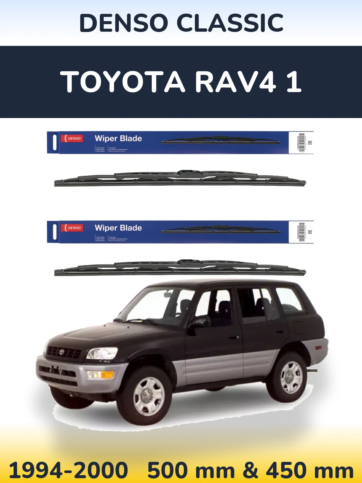 Sada předních stěračů Denso Classic 500 a 450 mm pro Toyota RAV4 1 1994-2000
