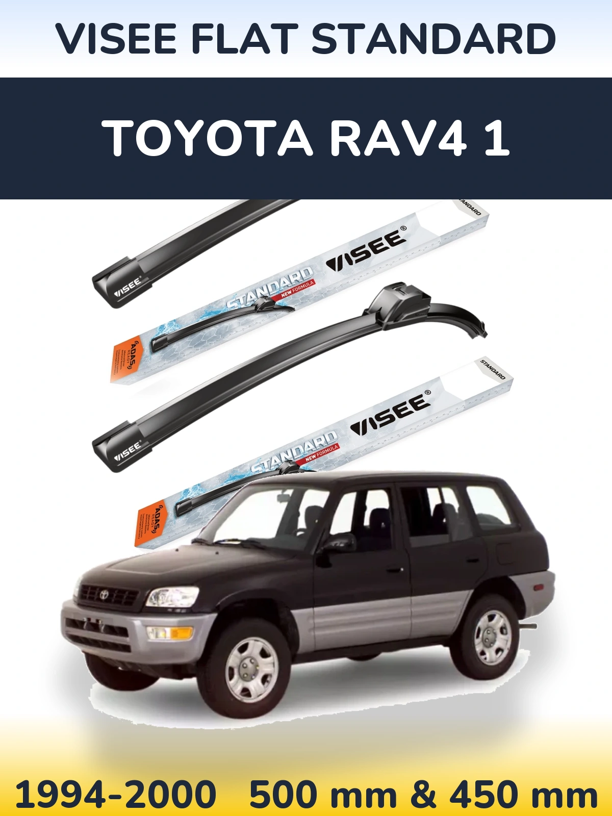 Sada předních stěračů VISEE FLAT STANDARD 500 a 450 mm pro Toyota RAV4 1 1994-2000