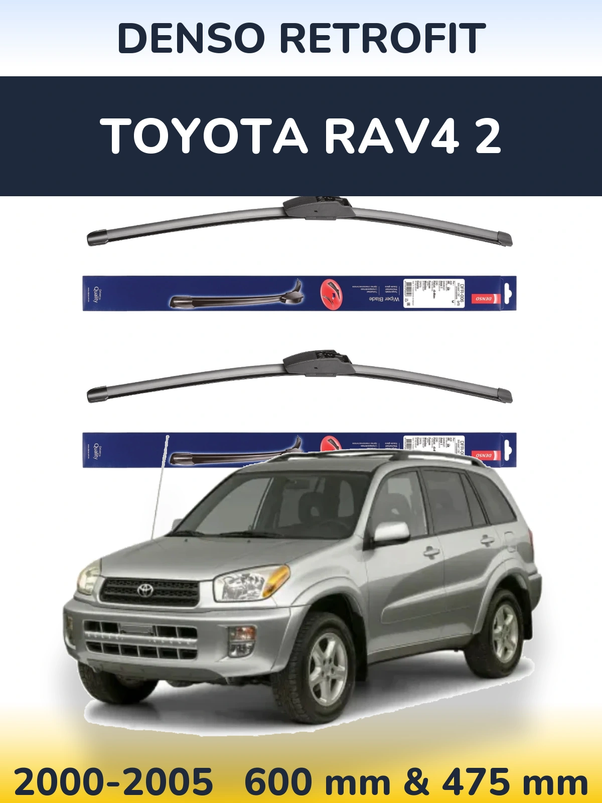 Sada předních stěračů Denso Retrofit 600 a 475 mm pro Toyota RAV4 2 2000-2005
