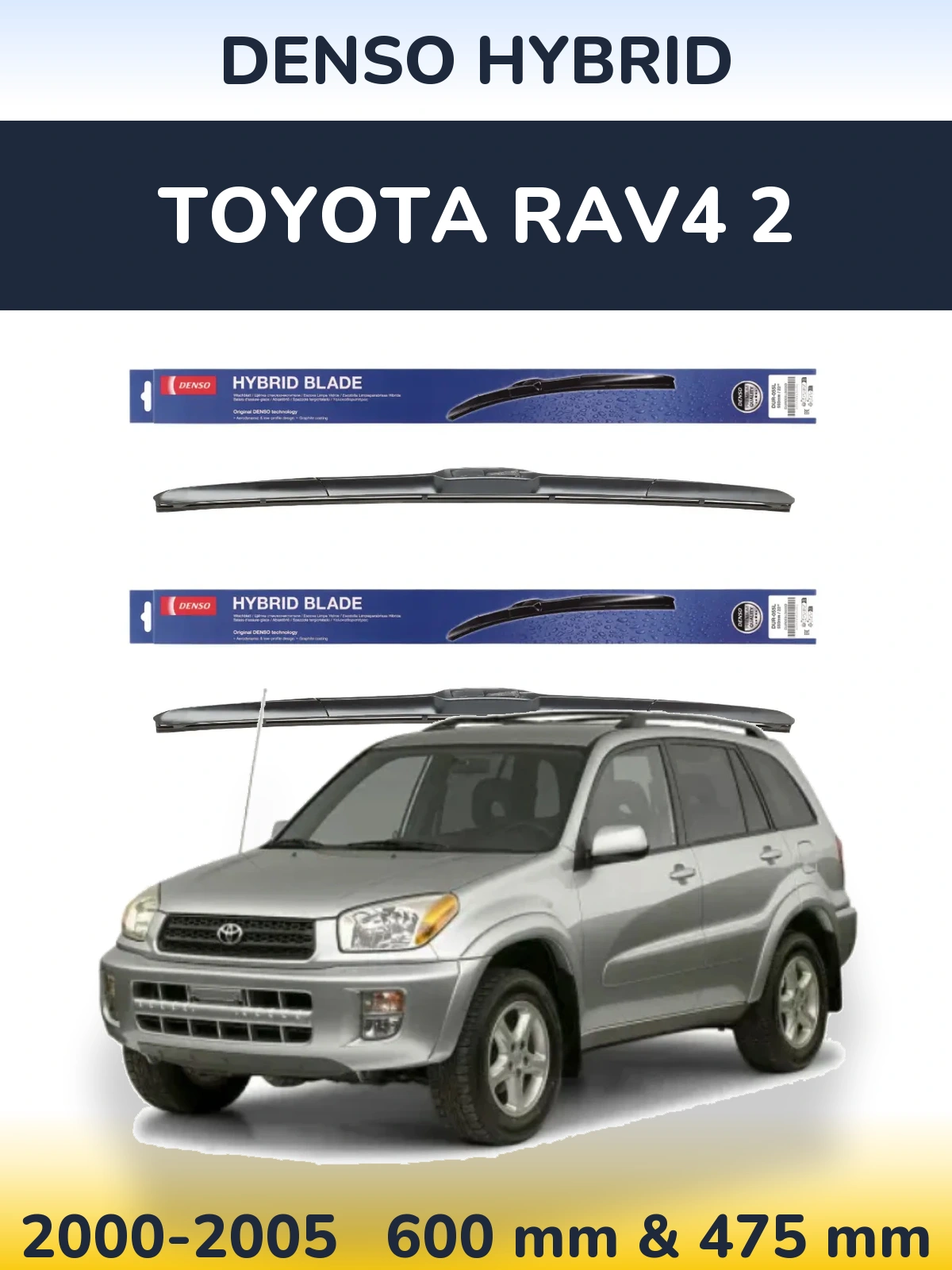 Sada předních stěračů Denso Hybrid 600 a 475 mm pro Toyota RAV4 2 2000-2005
