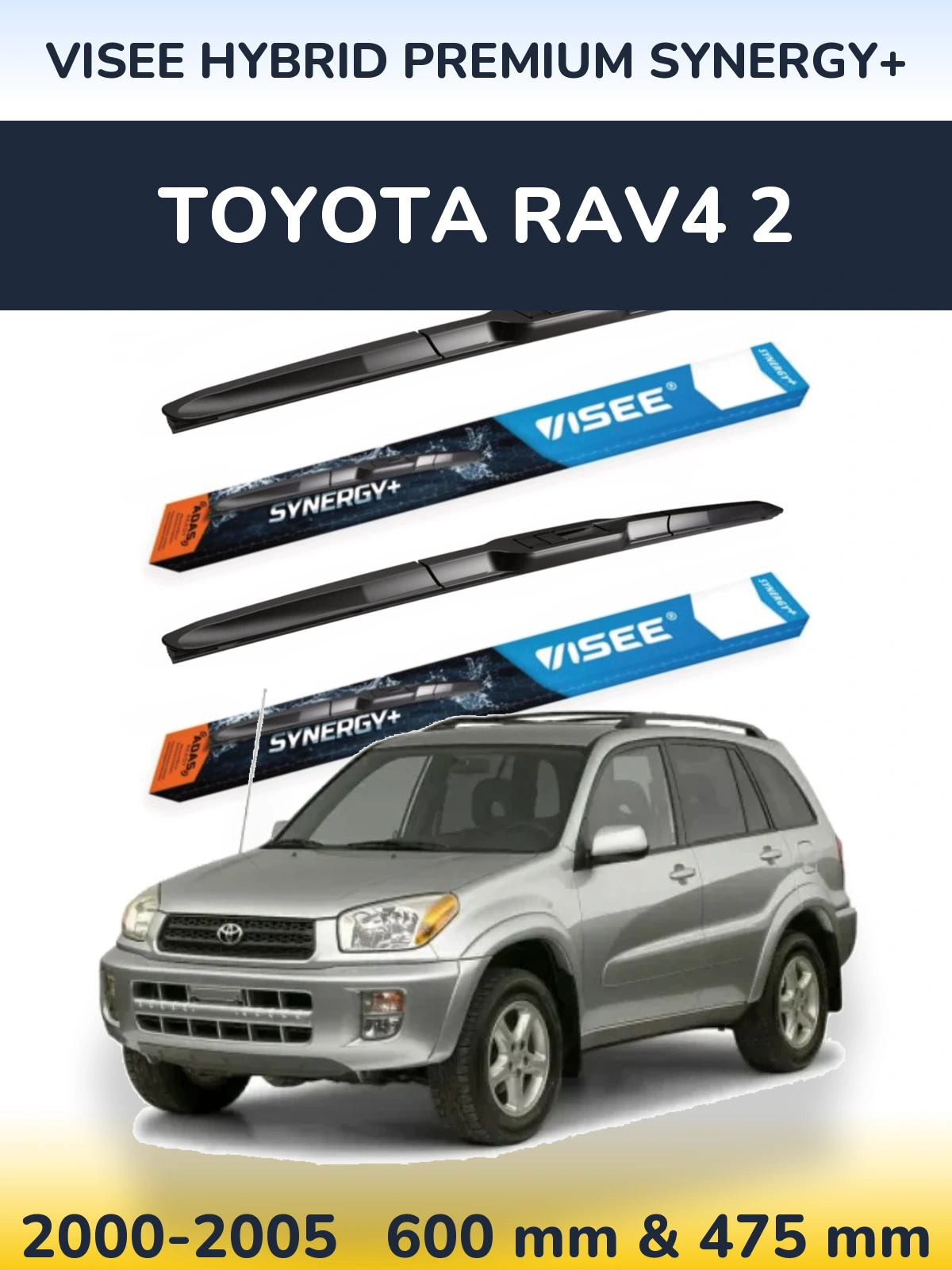 Sada předních stěračů VISEE HYBRID PREMIUM SYNERGY+ 600 a 475 mm pro Toyota RAV4 2 2000-2005