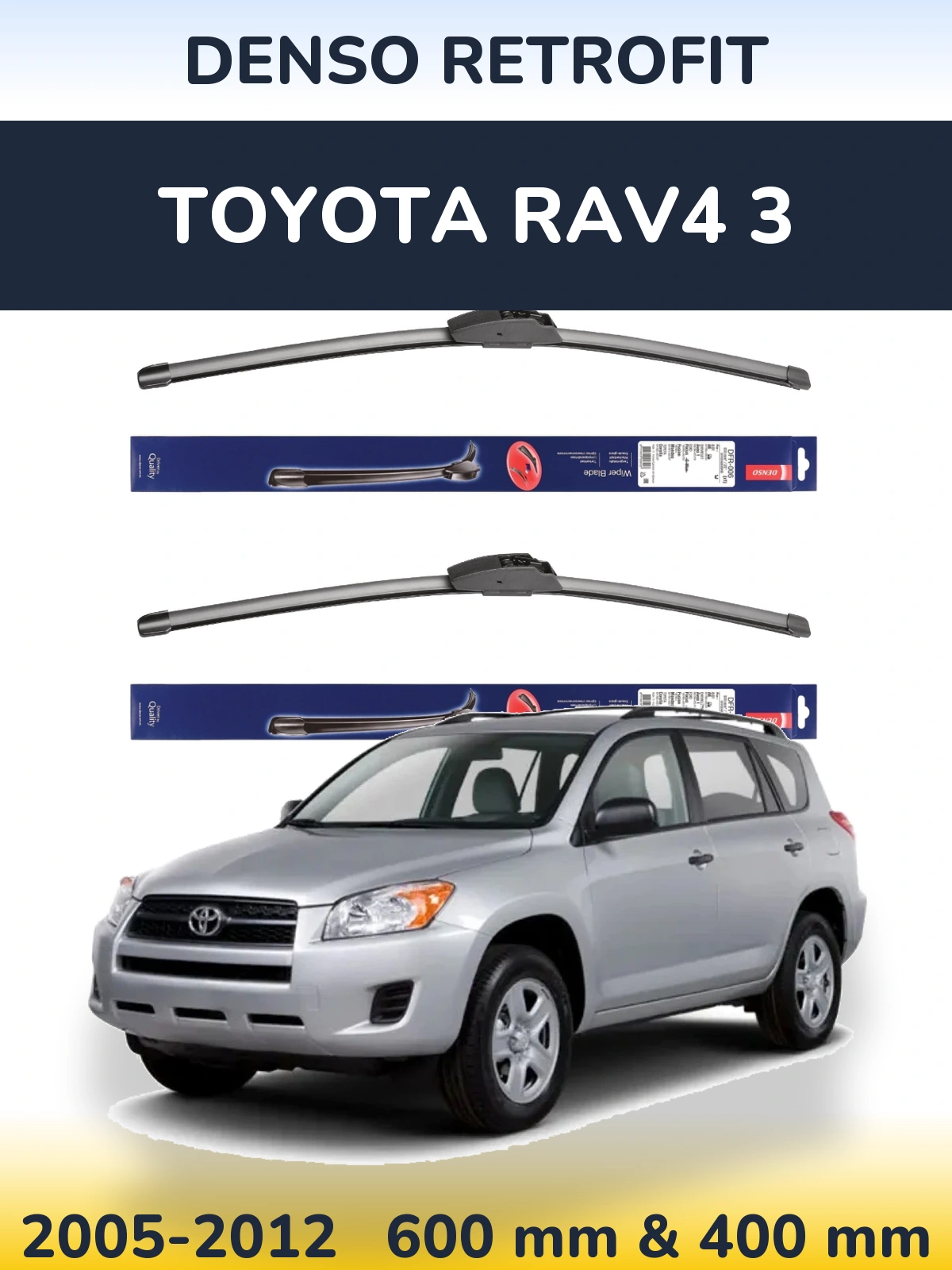 Sada předních stěračů Denso Retrofit 600 a 400 mm pro Toyota RAV4 3 2005-2012