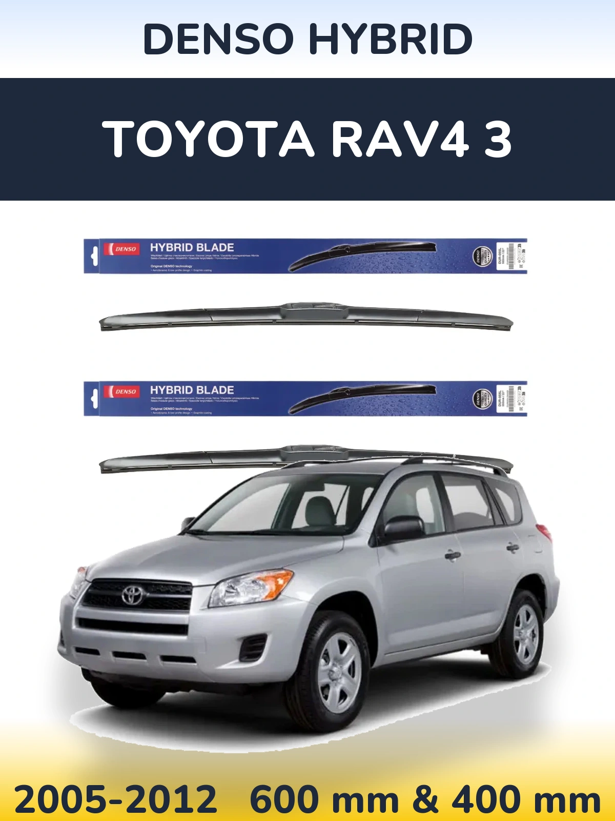 Sada předních stěračů Denso Hybrid 600 a 400 mm pro Toyota RAV4 3 2005-2012