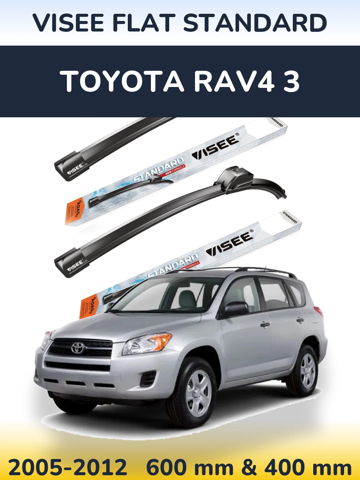 Sada předních stěračů VISEE FLAT STANDARD 600 a 400 mm pro Toyota RAV4 3 2005-2012