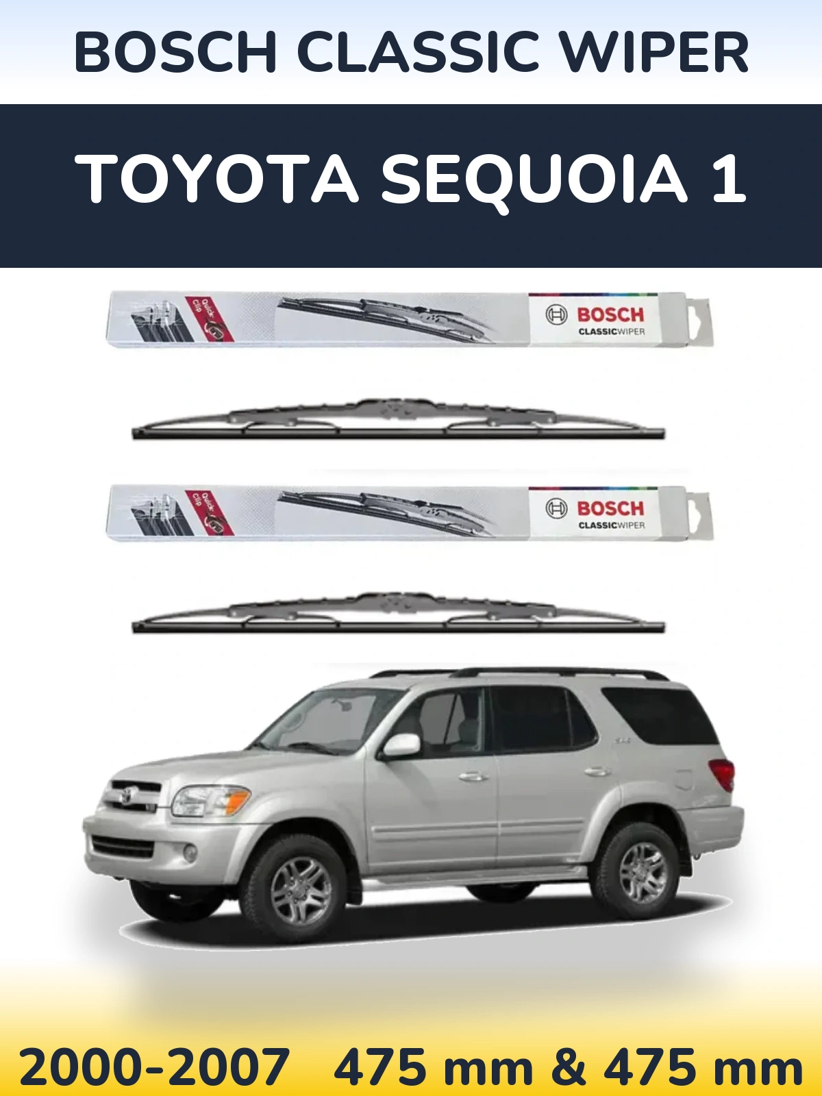 Sada předních stěračů BOSCH Classic Wiper 475 a 475 mm pro Toyota Sequoia 1 2000-2007