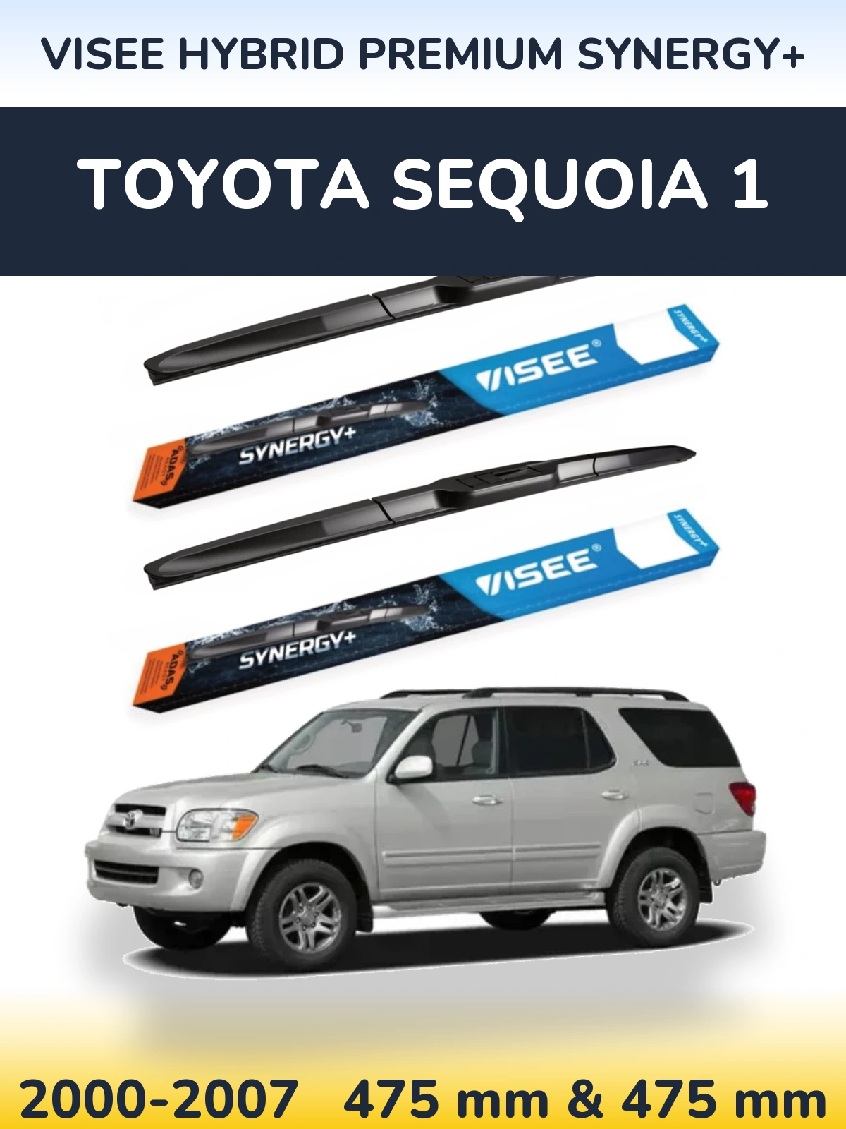 Sada předních stěračů VISEE HYBRID PREMIUM SYNERGY+ 475 a 475 mm pro Toyota Sequoia 1 2000-2007