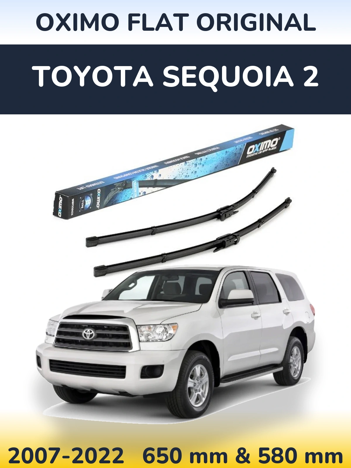 Sada předních stěračů Oximo Flat Original 650 a 580 mm pro Toyota Sequoia 2 2007-2022