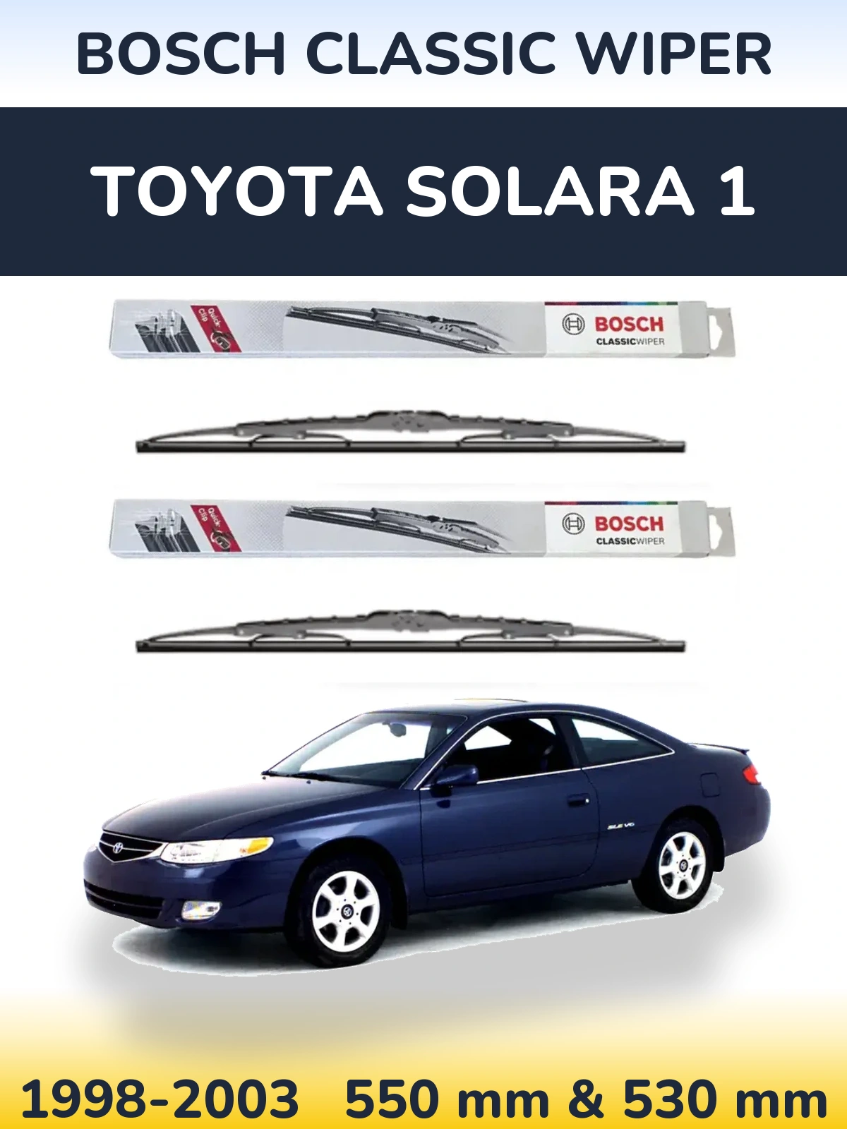 Sada předních stěračů BOSCH Classic Wiper 550 a 530 mm pro Toyota Solara 1 1998-2003