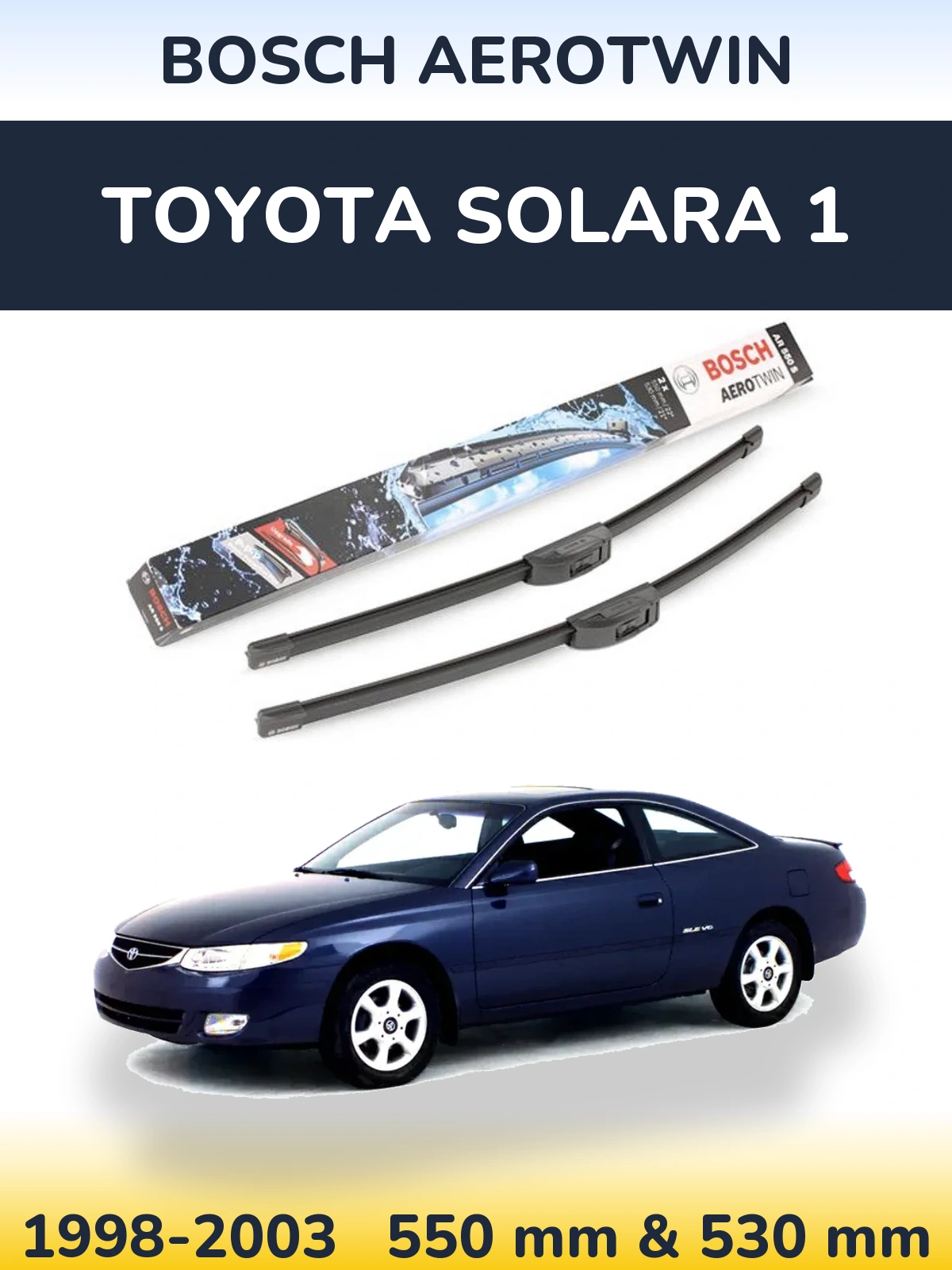 Sada předních stěračů BOSCH AeroTwin 550 a 530 mm pro Toyota Solara 1 1998-2003