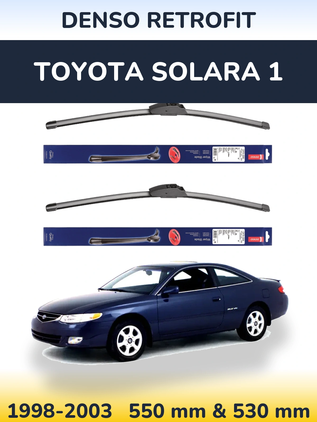 Sada předních stěračů Denso Retrofit 550 a 530 mm pro Toyota Solara 1 1998-2003