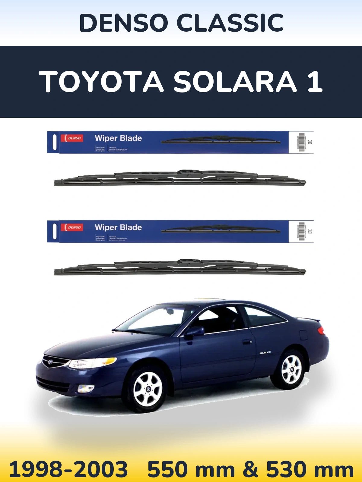 Front wiper blade set Denso Classic 550 & 530 mm for Toyota Solara 1 1998-2003