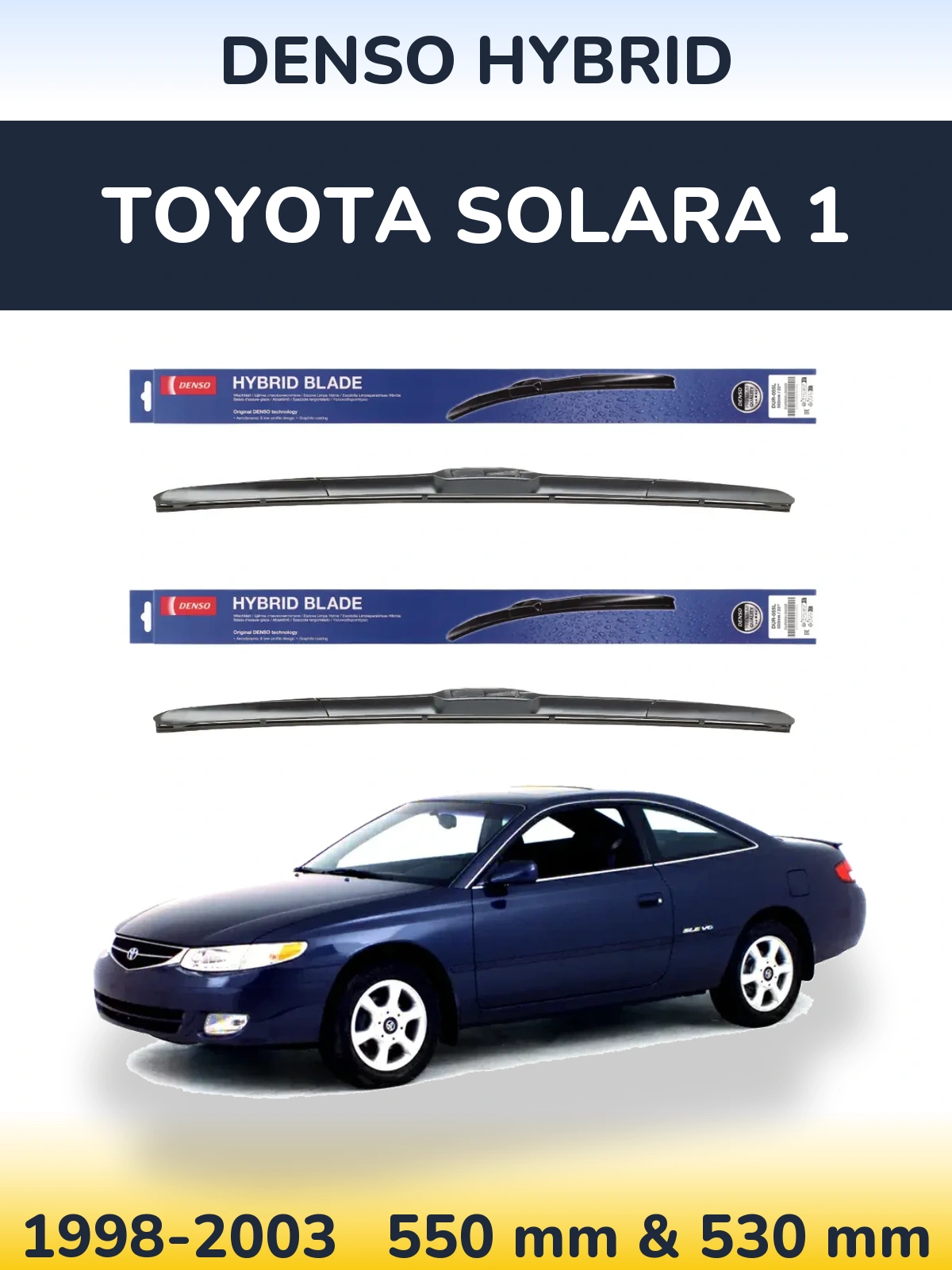 Sada předních stěračů Denso Hybrid 550 a 530 mm pro Toyota Solara 1 1998-2003