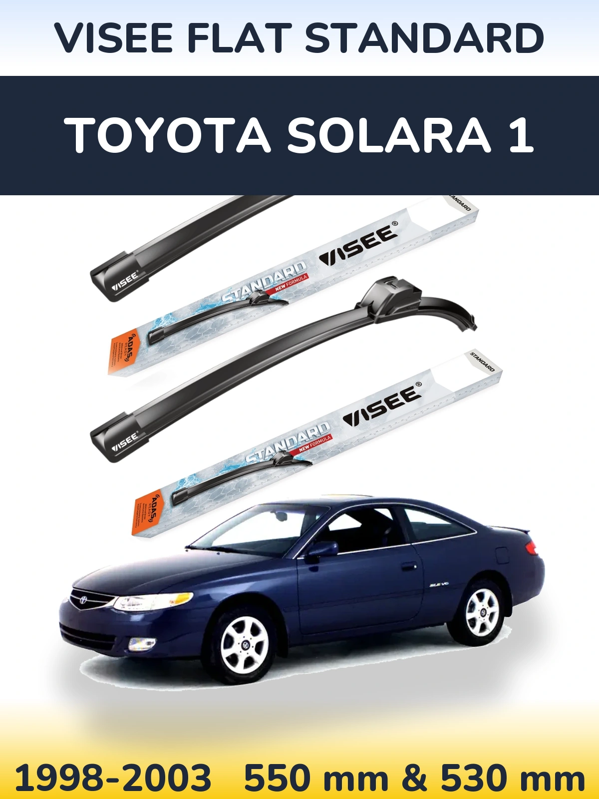 Sada předních stěračů VISEE FLAT STANDARD 550 a 530 mm pro Toyota Solara 1 1998-2003