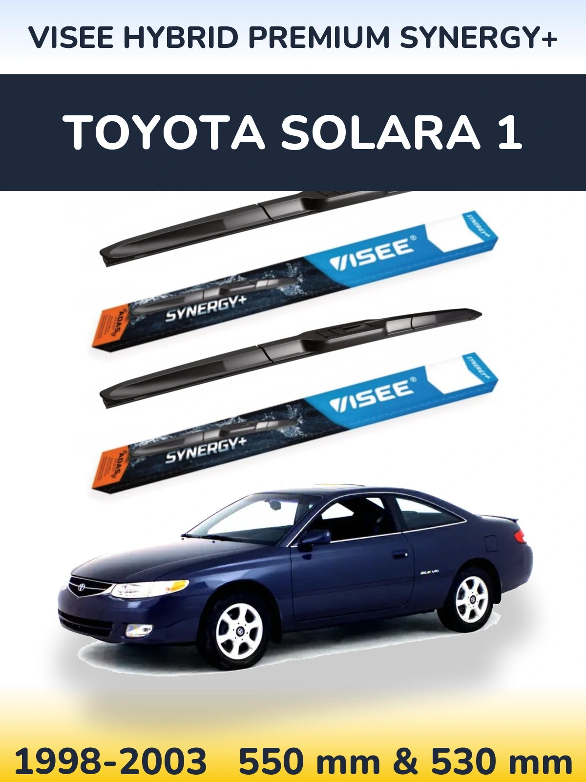 Комплект передніх щіток VISEE HYBRID PREMIUM SYNERGY+ 550 & 530 мм для Toyota Solara 1 1998-2003